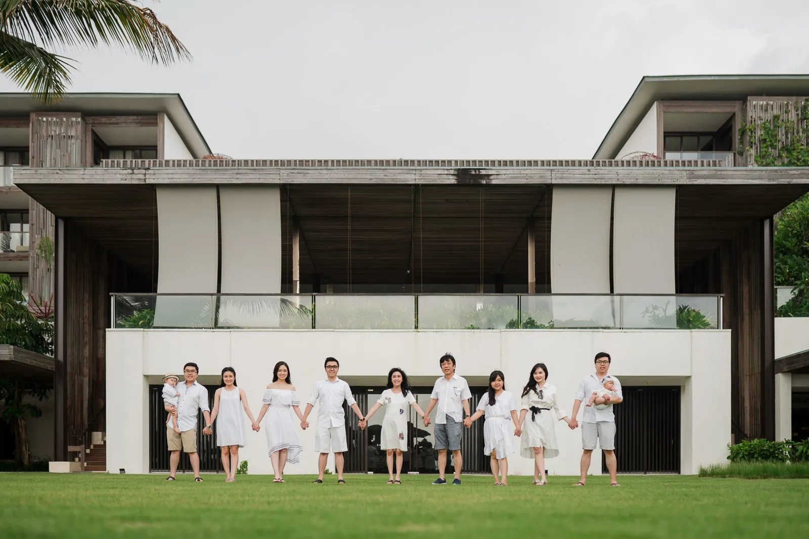 Multigeneration family portrait at Alila Seminyak Bali villa captured in refined and natural family photography style.