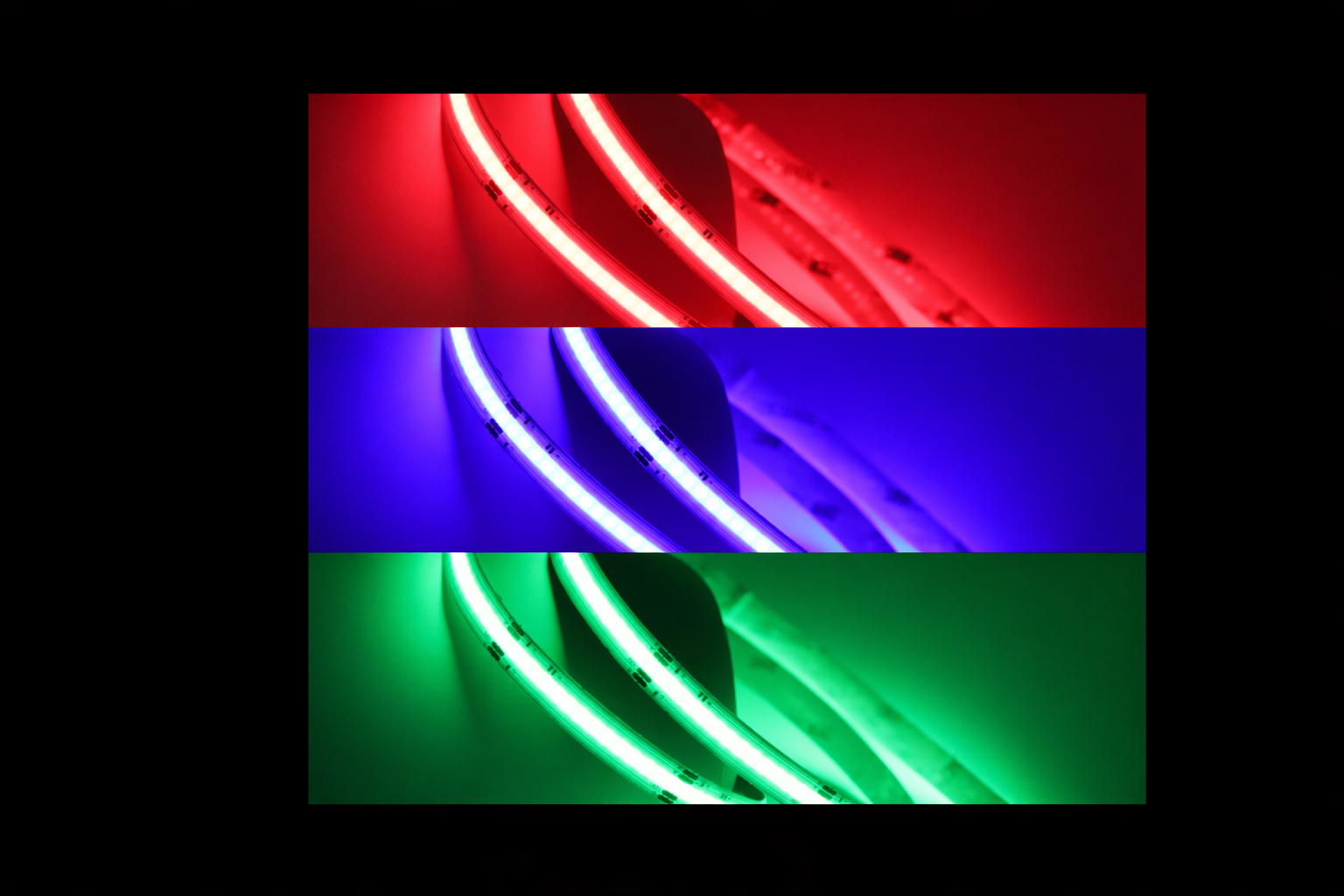 Tira LED RGB COB 24V 15W: tecnología de punto continuo para color sin sombras.