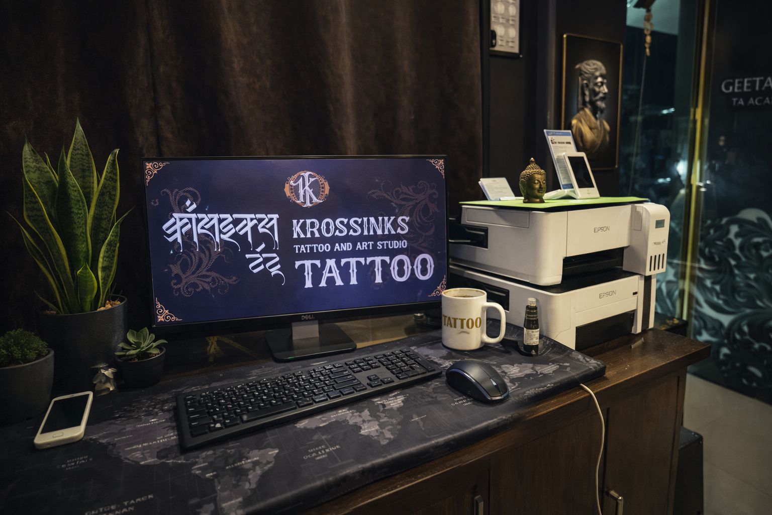 Tattoo studio consultation desk at Krossinks Tattoo Studio Navi Mumbai