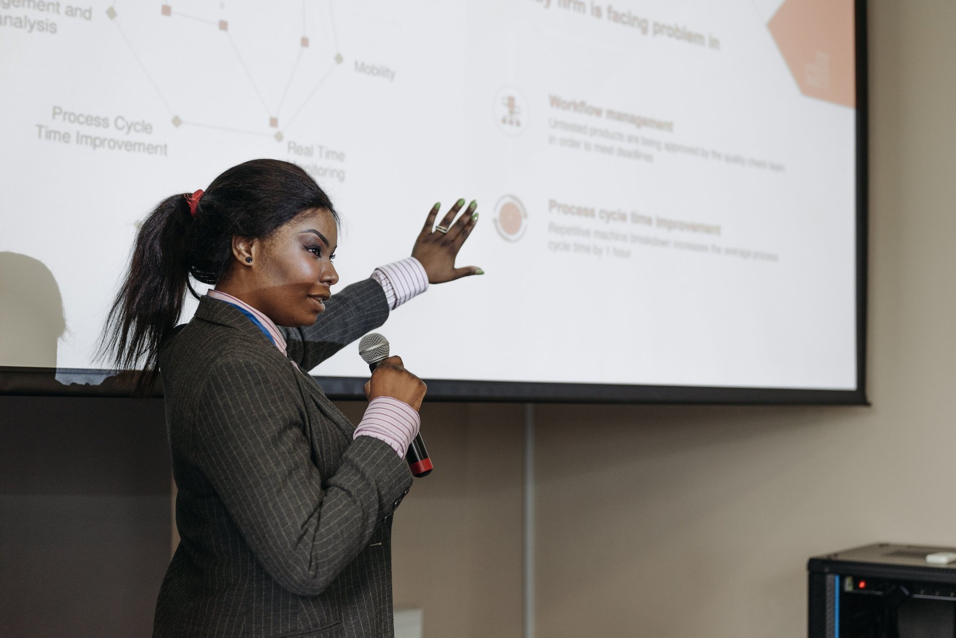 woman giving a presentation