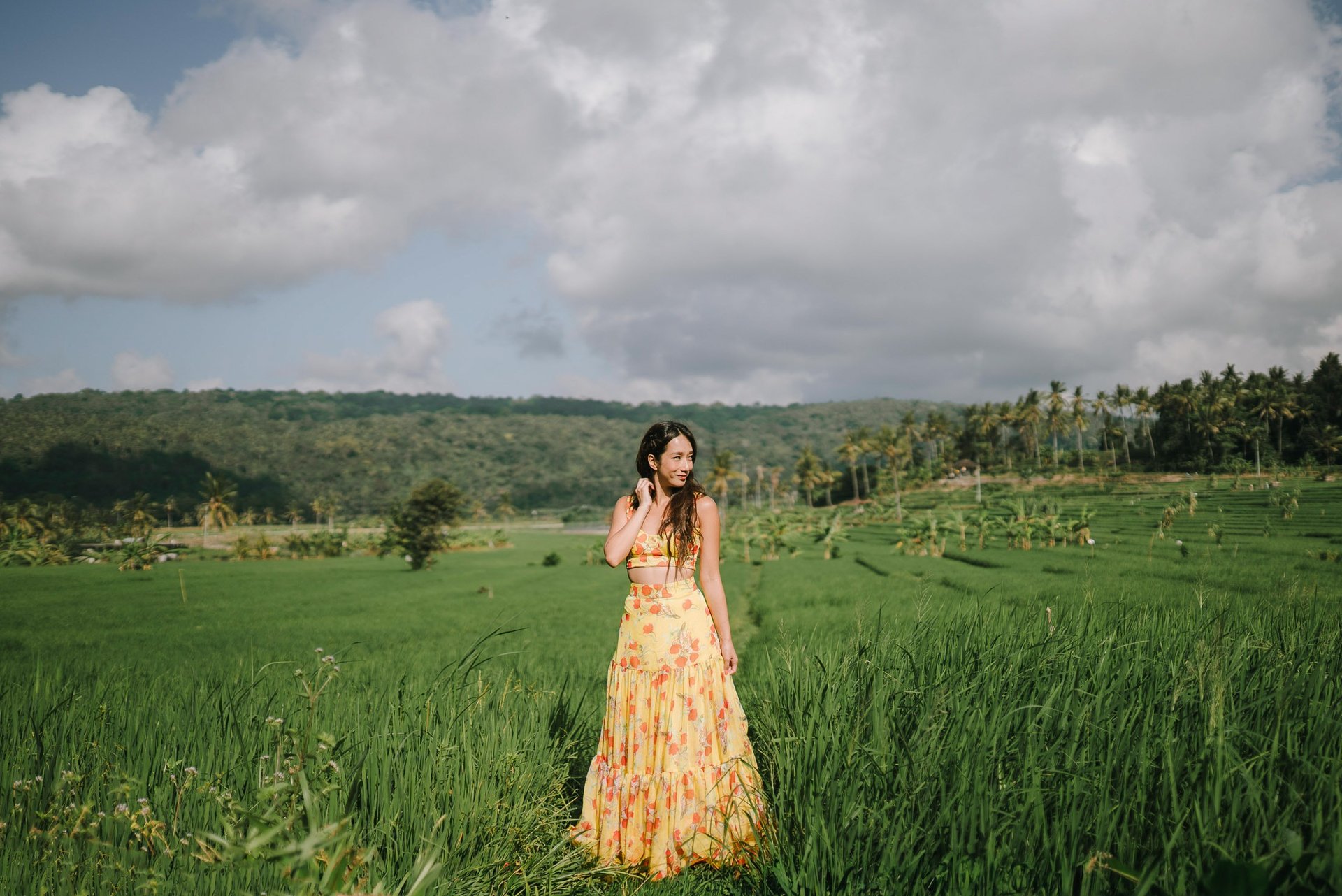 Portrait session in rice field landscape Karangasem Bali