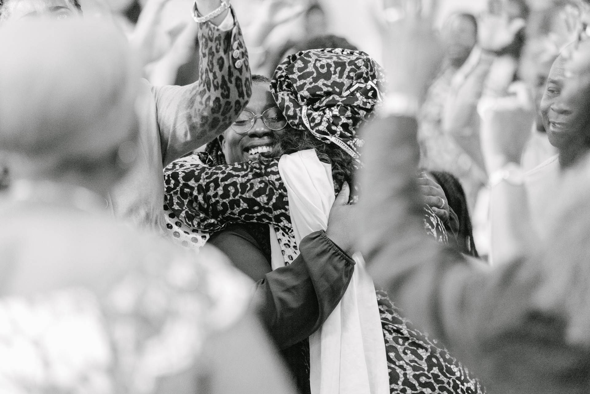 Two women hugging