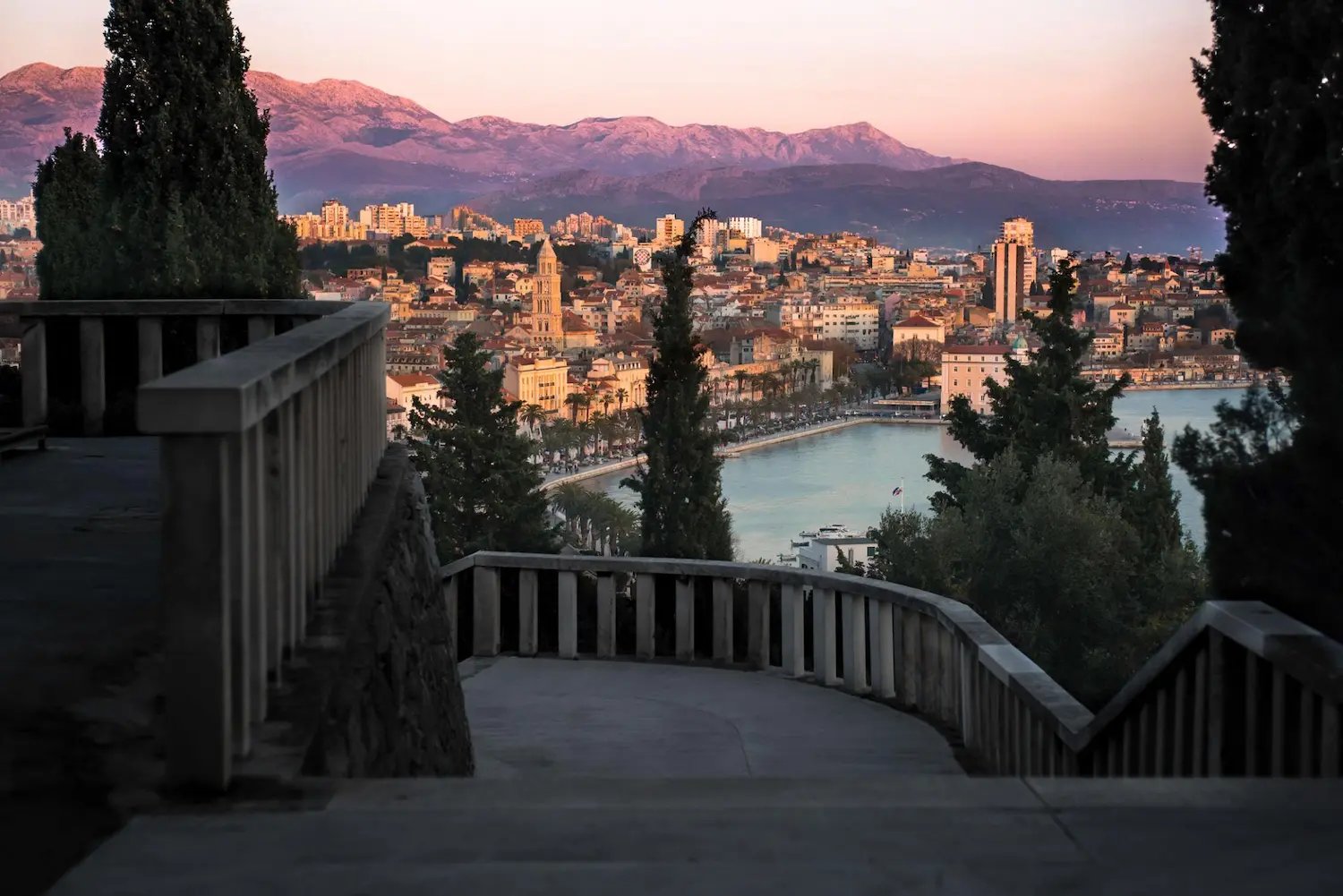 view of Split city and Adriatic coast from Marjan Hill viewpoint