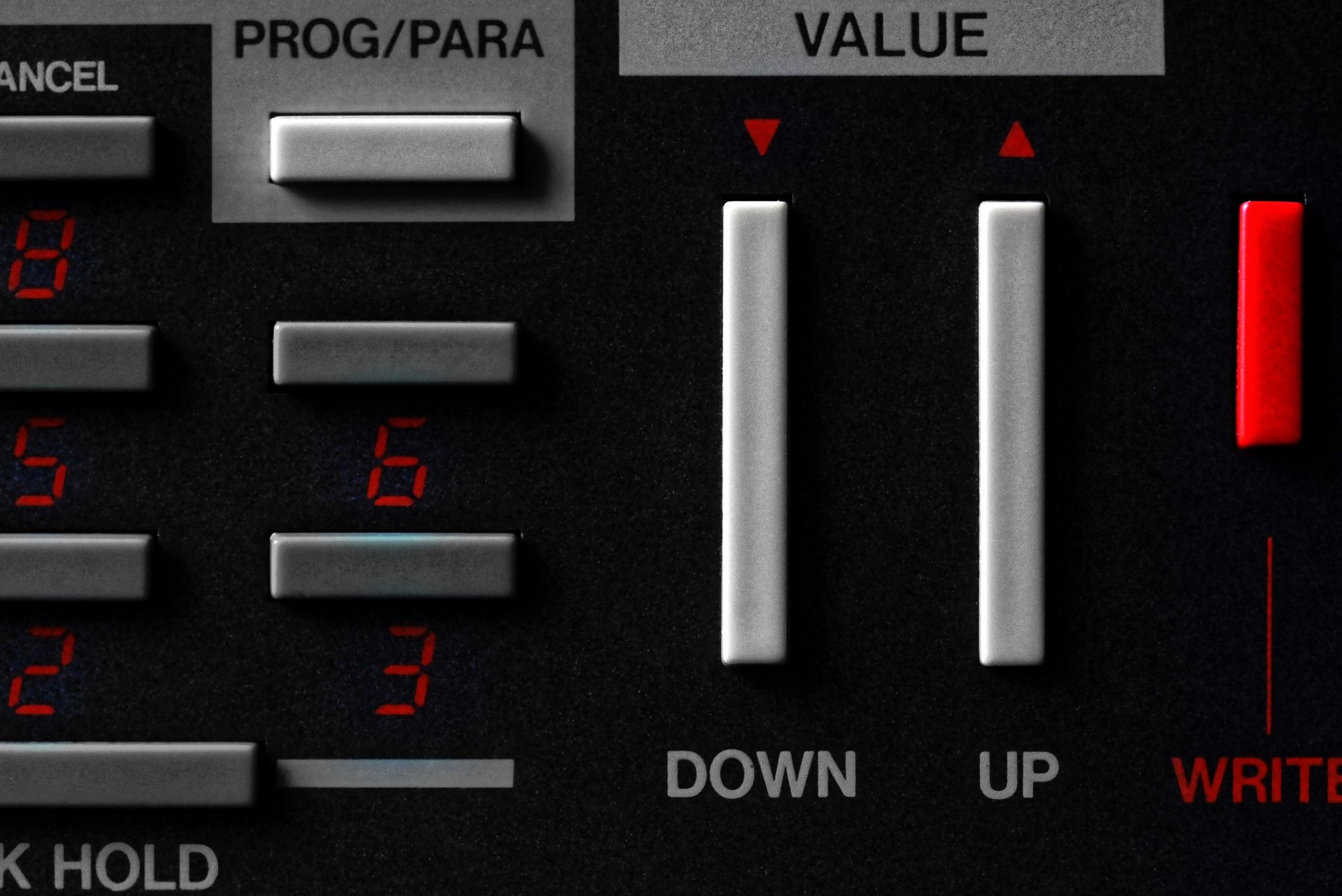 a control panel showing value up and down buttons