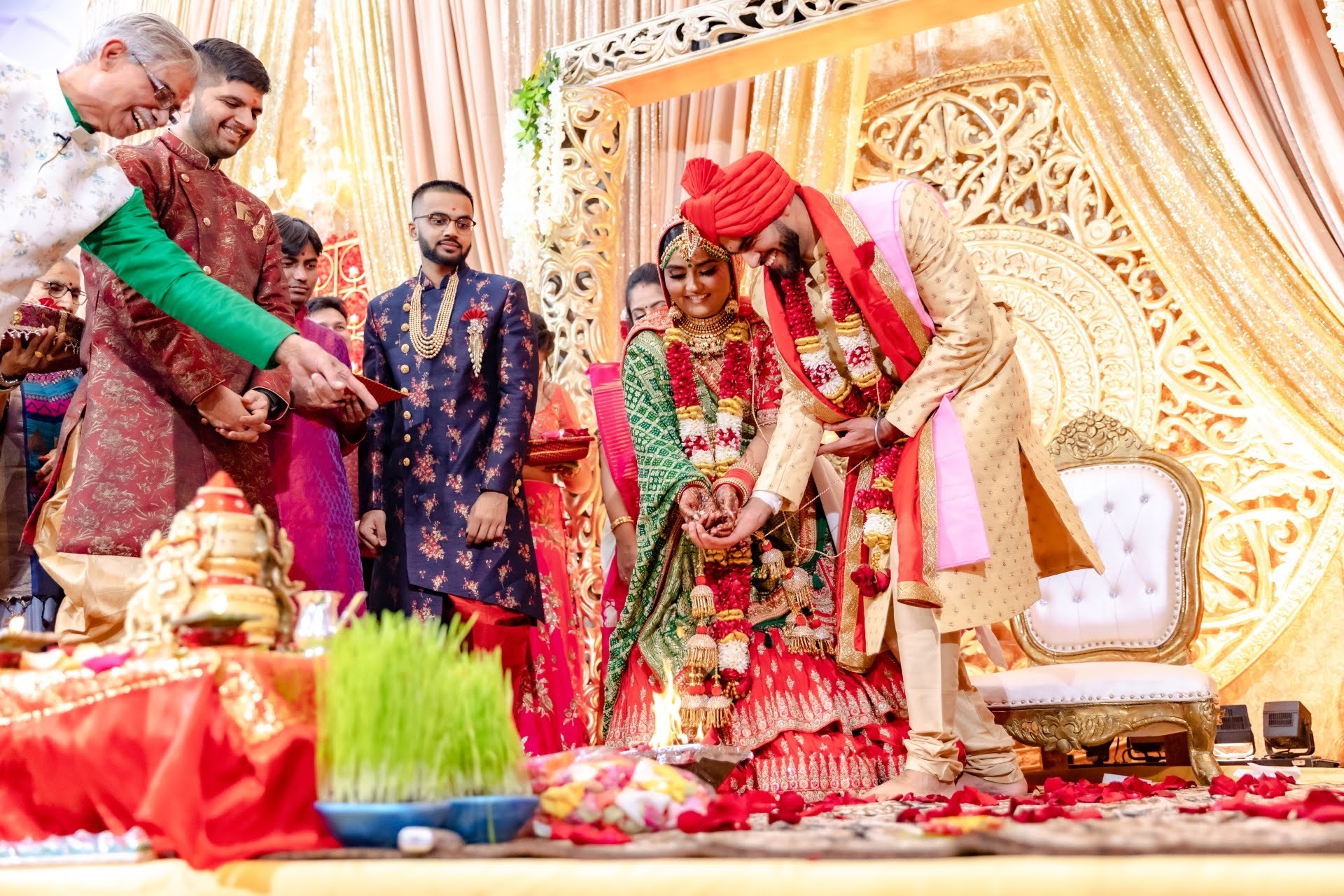 Indian Groom and Bride are offerings to holy fire