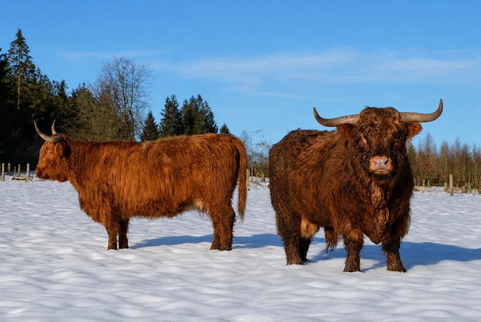 Highland Cattle dans la neige