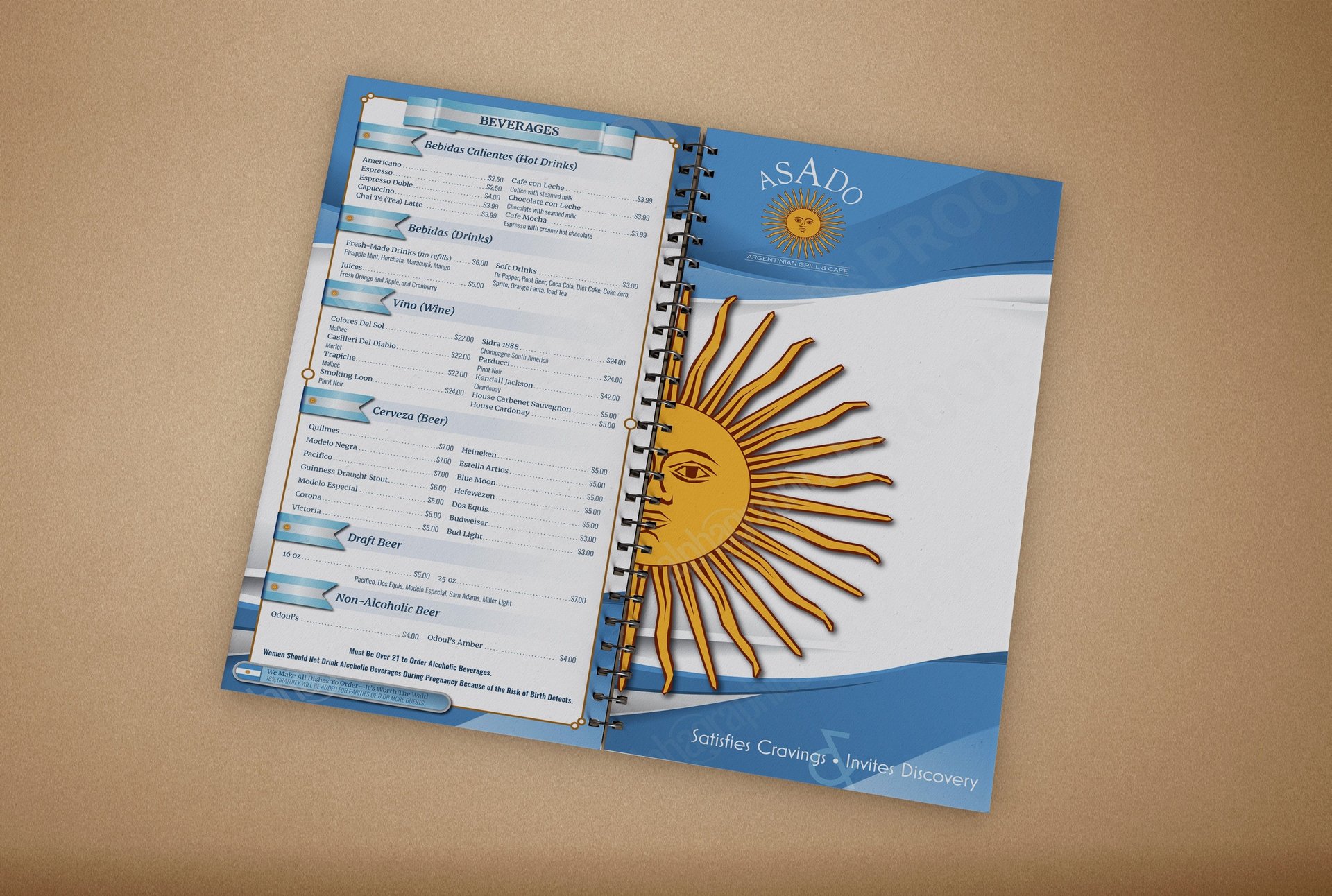 "Asado" Restaurant Menu