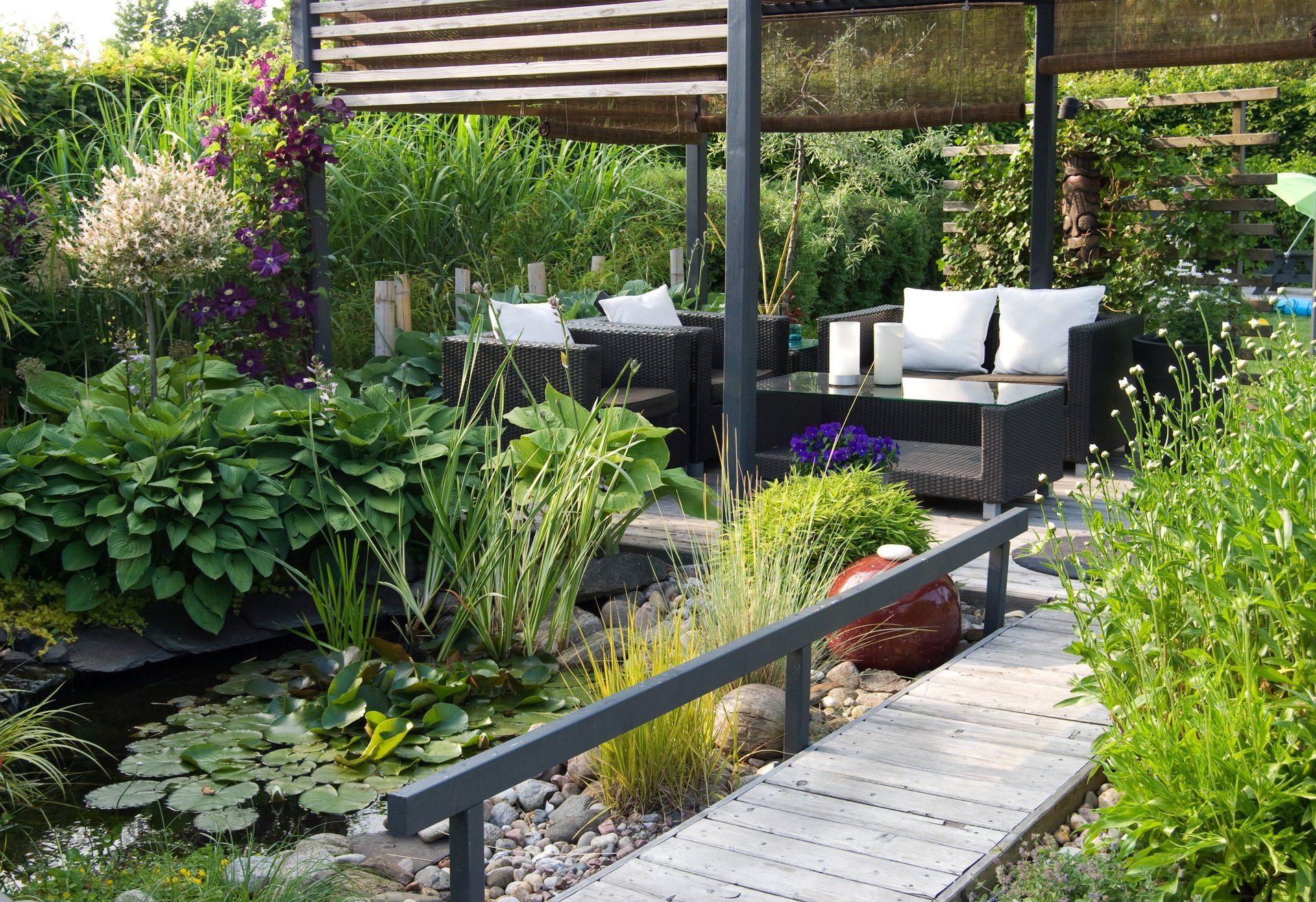 seating area in a small urban garden
