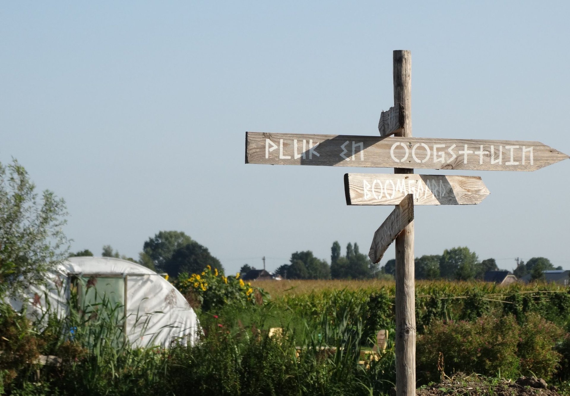 Romeins wegwijsbord in de tuin van hortus populus bodegraven