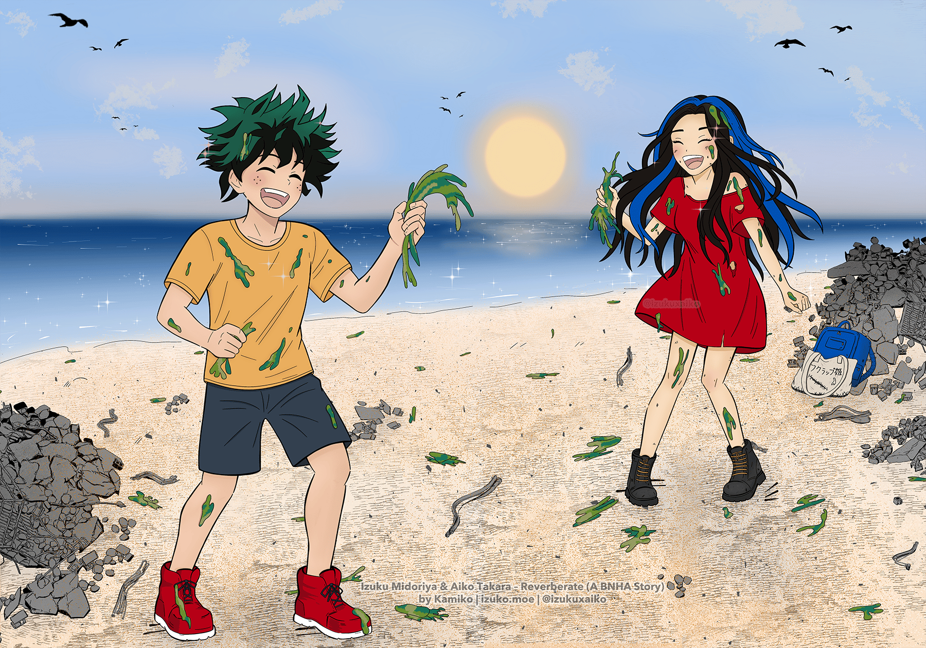 Izuku Midoriya (Deku) and his girlfriend Aiko Takara (Aria)