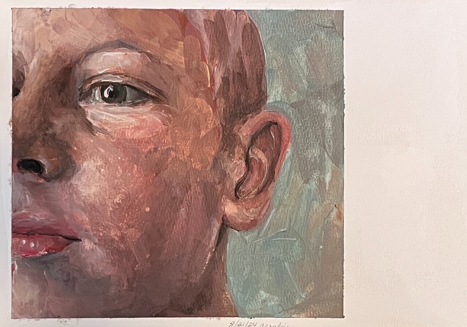 Study of Young Man on Paper in Acrylic
