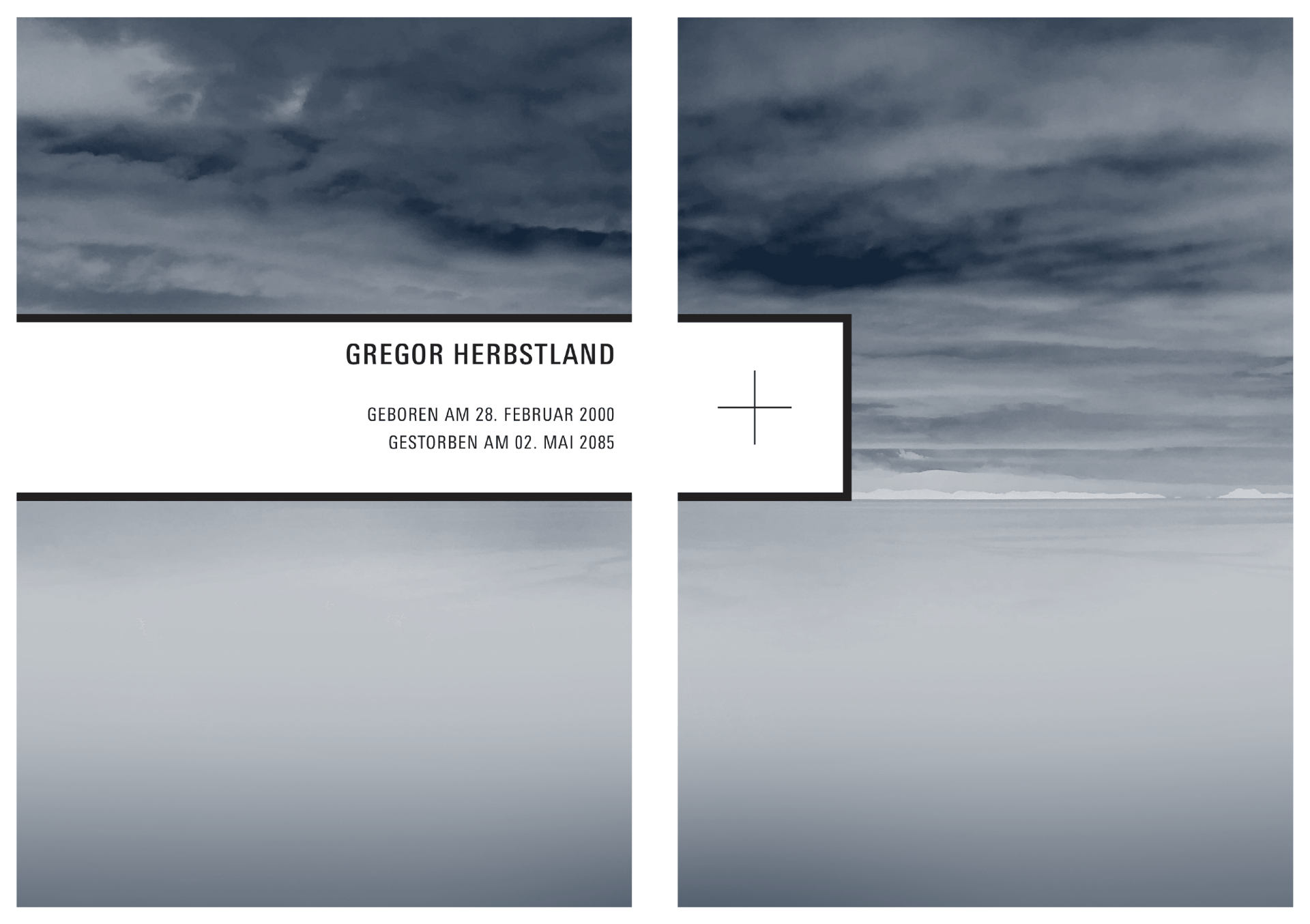 Ruhe und Frieden-Trauerkarte mit Meer und Himmel