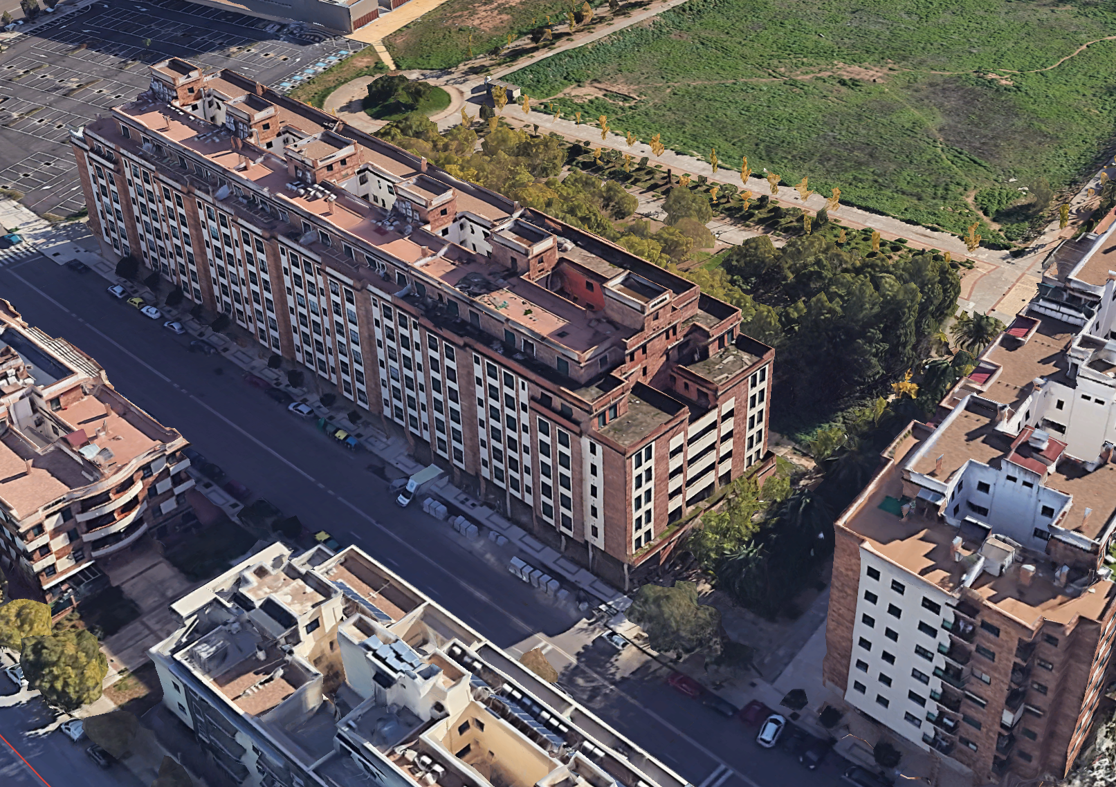 Vista aérea del Edificio Nilo en Badajoz