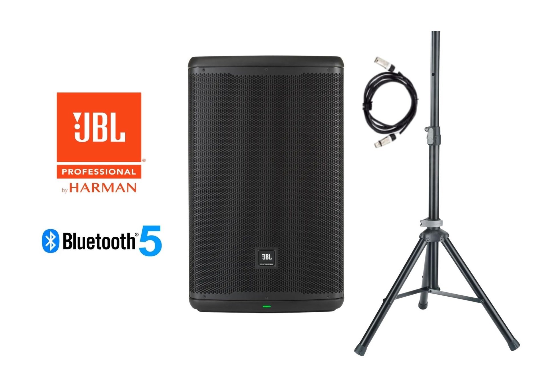 Pack de alquiler con altavoz activo JBL EON715 con Bluetooth 5 y trípode para eventos.
