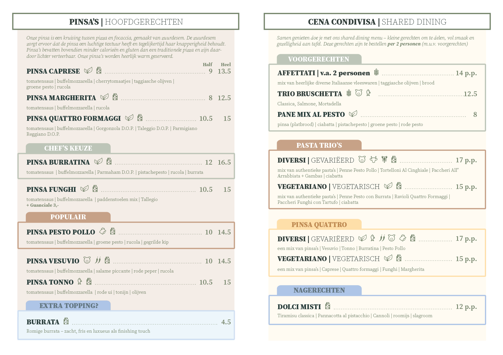 shared dining pasta trio pinsa quattro nagerechten