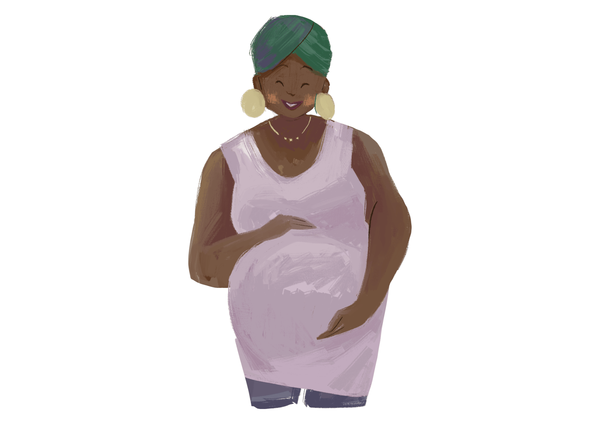 une femme enceinte souriant à sa sage-femme 