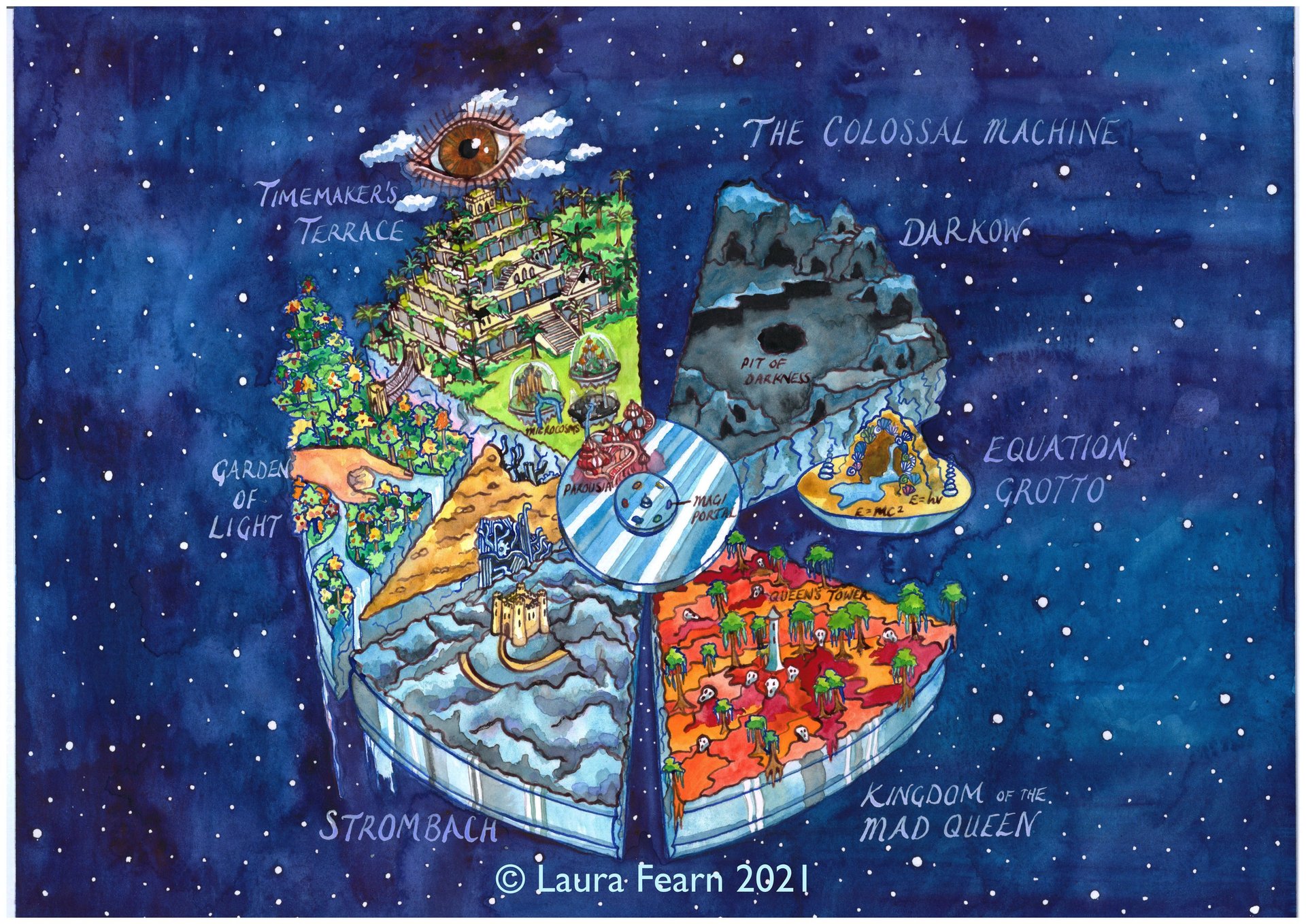 A space map of an imaginary planet