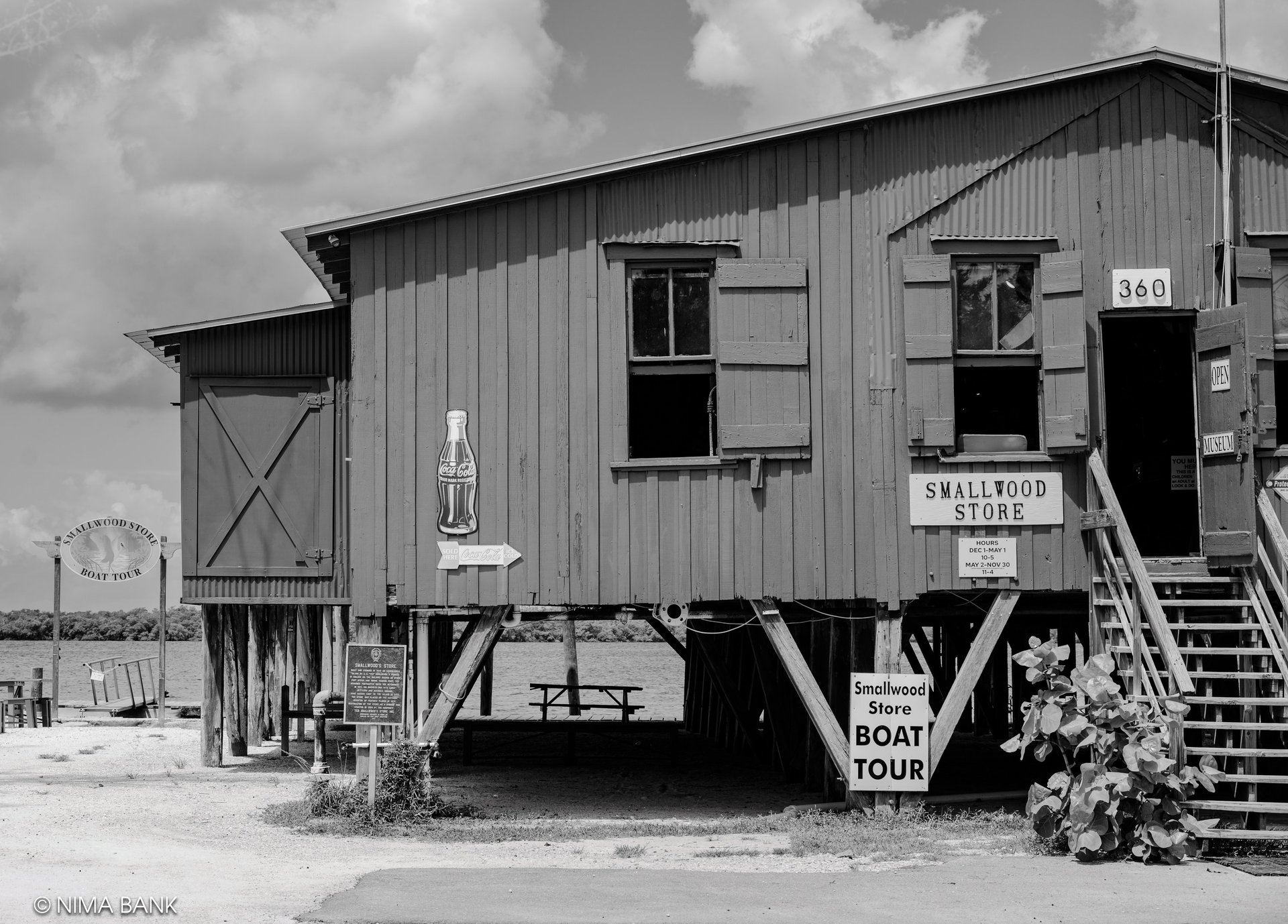 a bait and tackle general store in black and white in everglades city florida