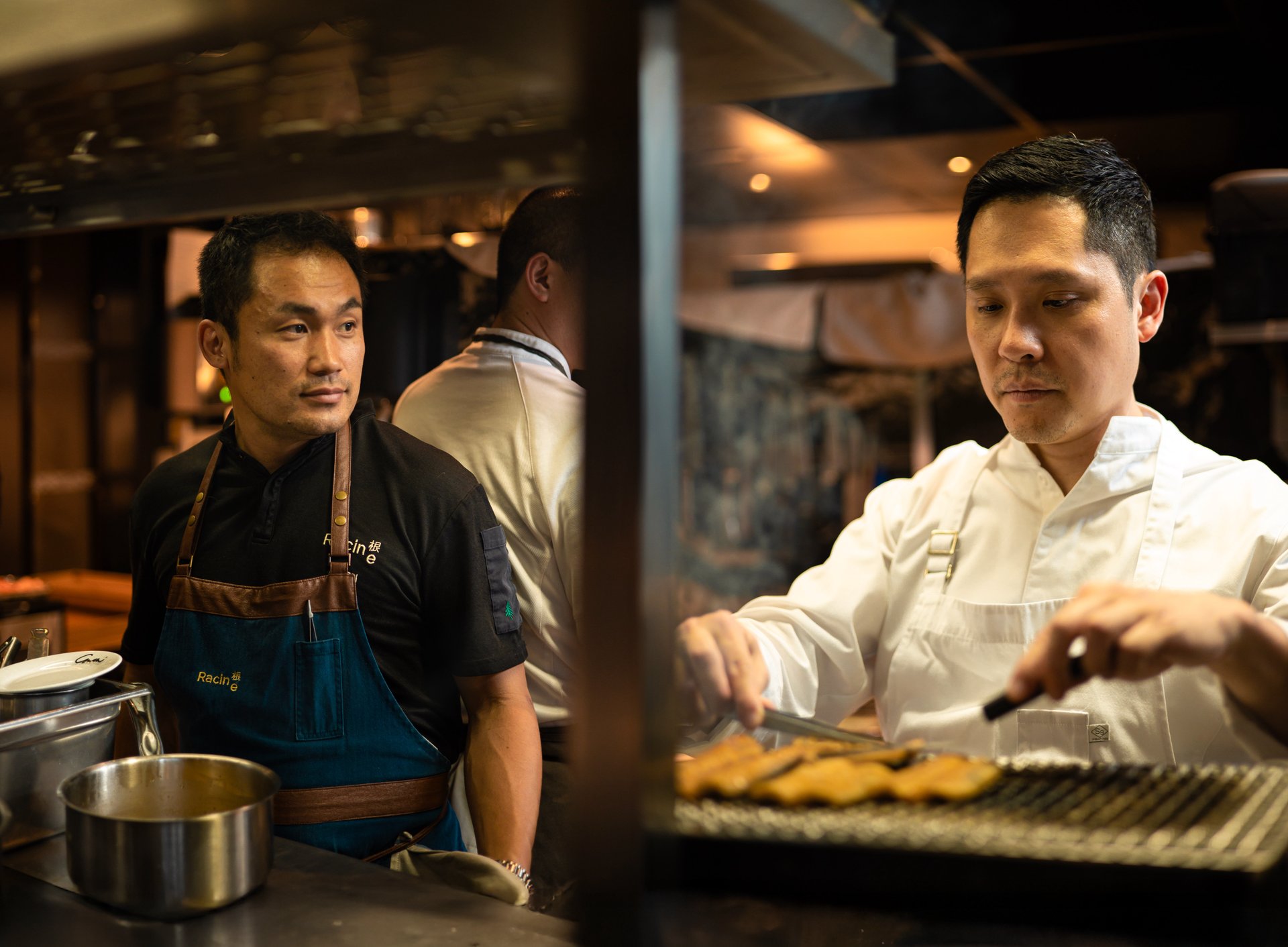 Chef kazuyuki tanaka et le chef Allen Hyunmin Suh au restaurant Racine, Reims  