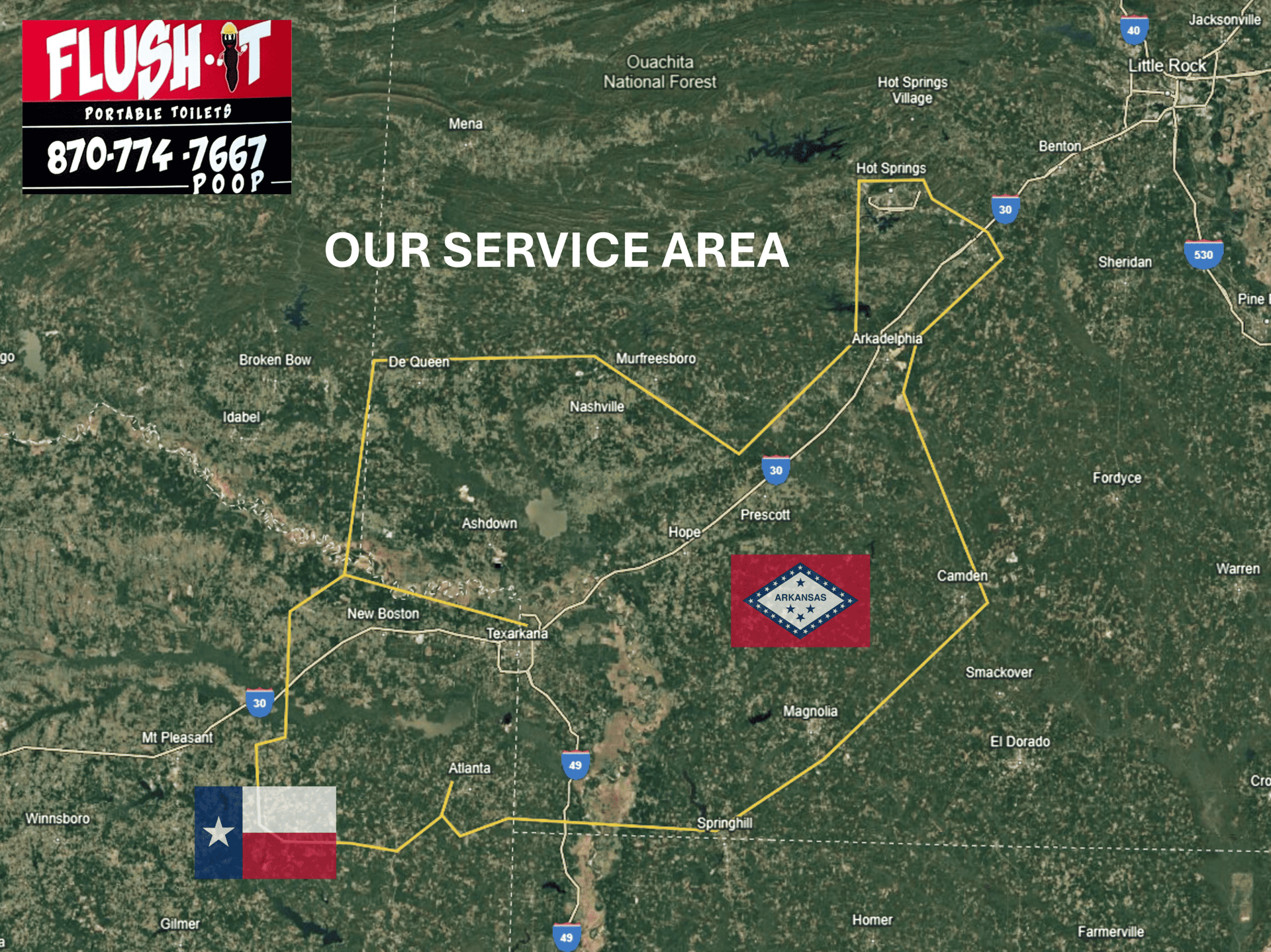 The map Portable toilets Texarkana