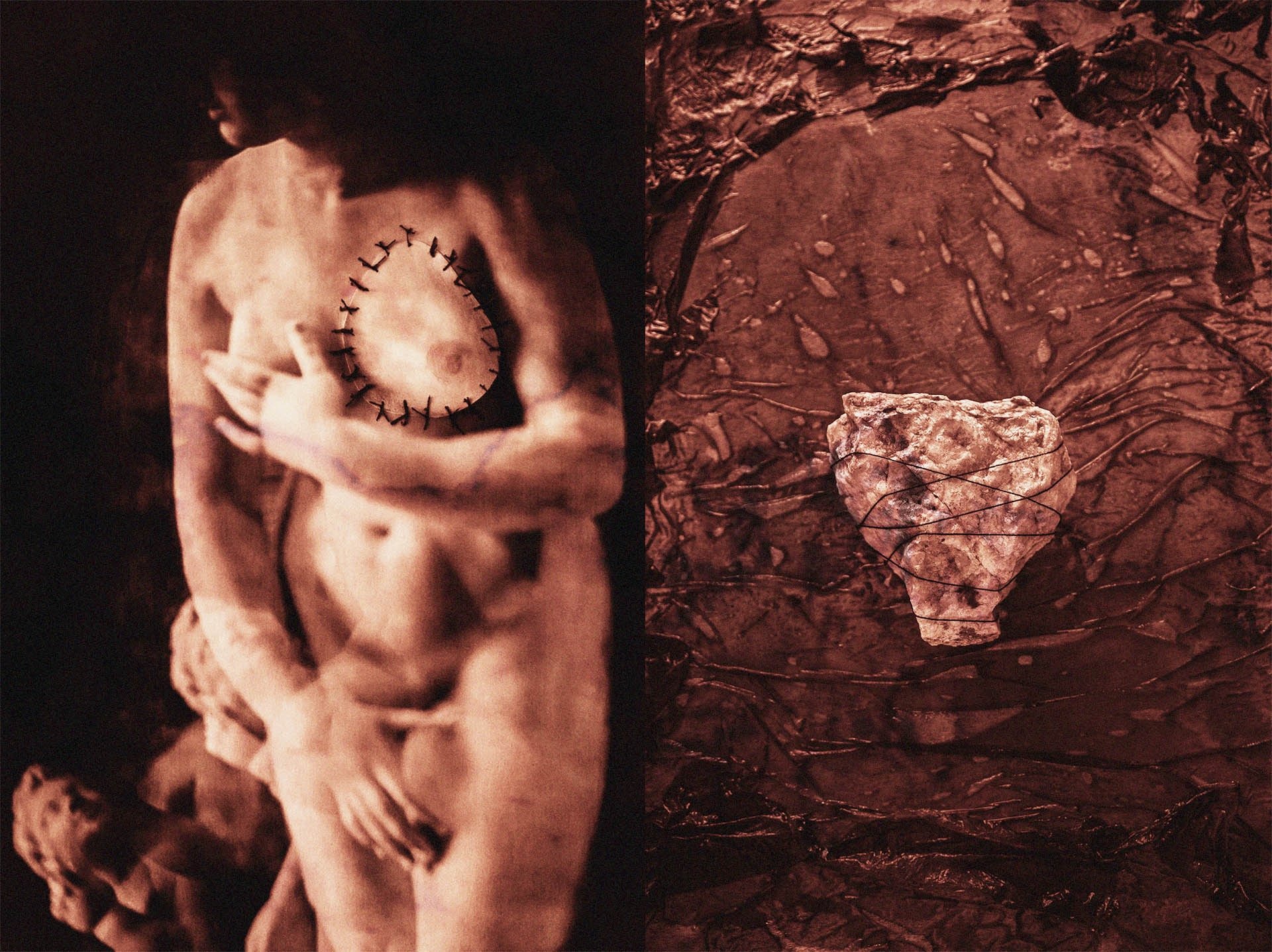 imagens de esculturas clássicas de mulheres produzidas a partir do reflexo em fragmentos de espelho