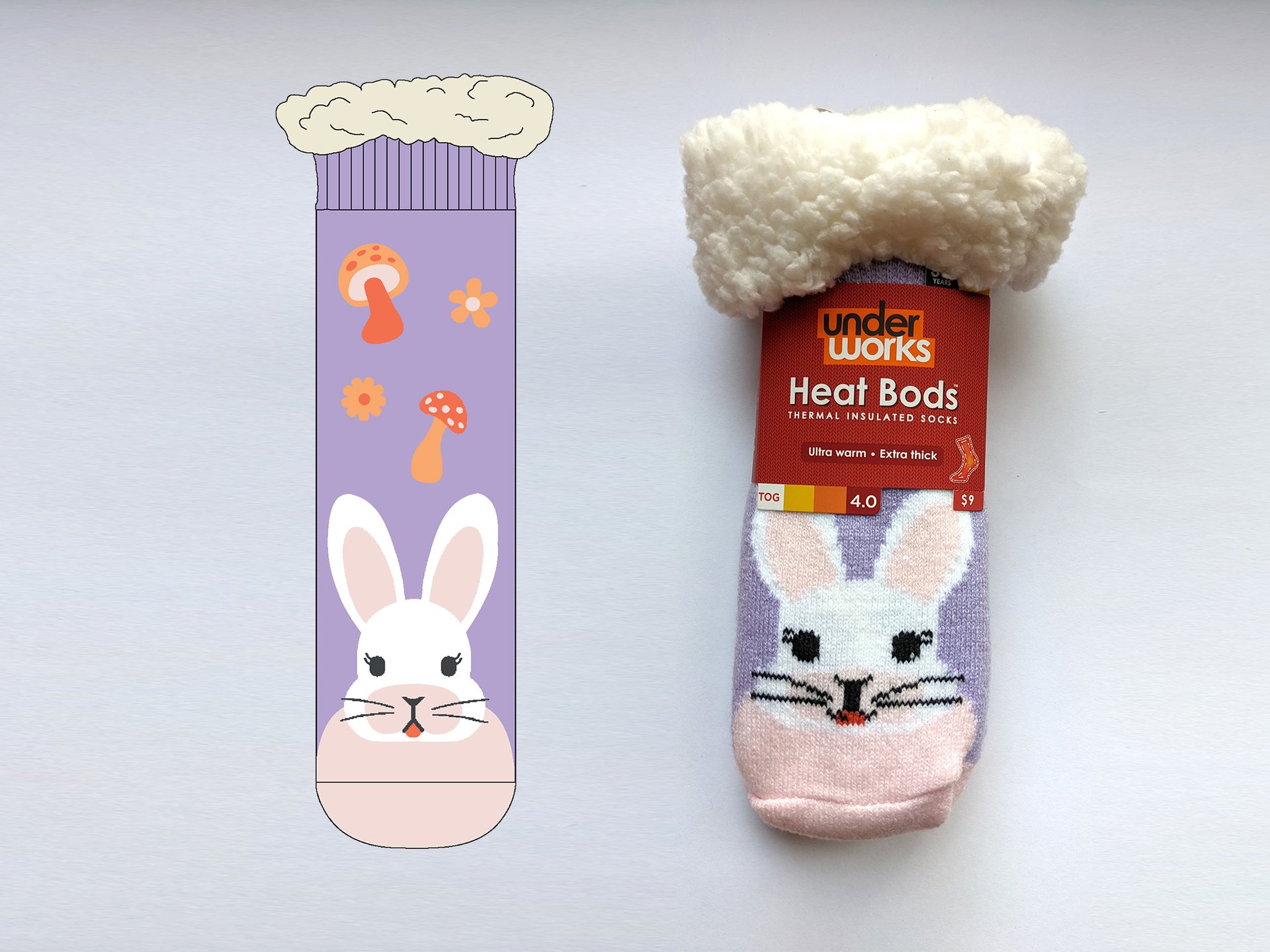 Bunny - HeatBods Sherpa Socks (Underworks)