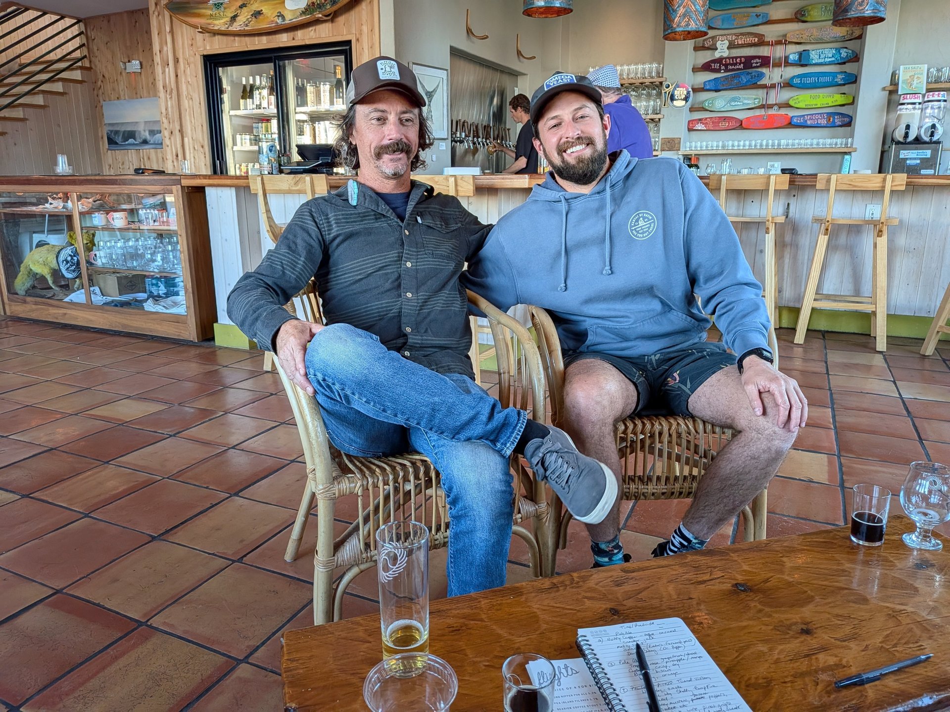 Brad Fitzgerald seated next to brewer Mike Swartz, Swells a Brewing