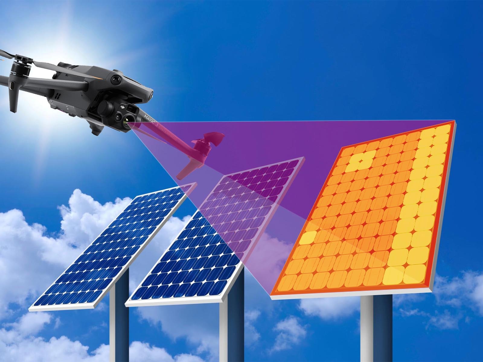 A drone doing inspection with a thermal camera