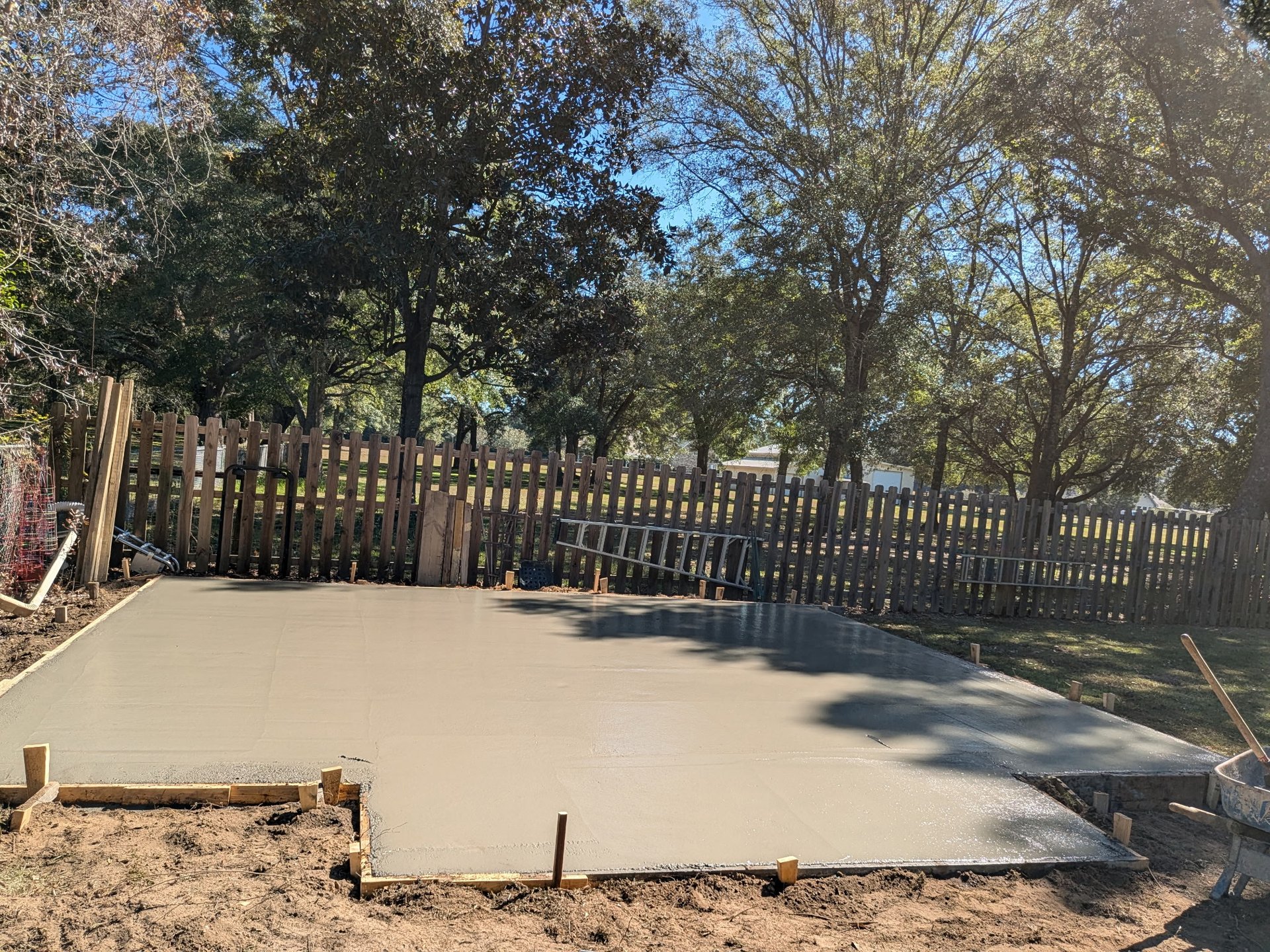 Finished concrete slab in Pensacola FL for backyard patio or shed foundation