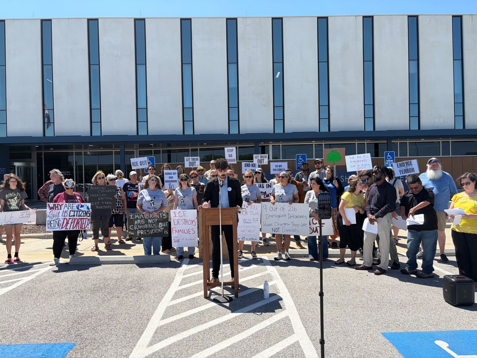 An IJC protest at the Greene County Sheriff’s Office, Photo by Jackie Rehwald