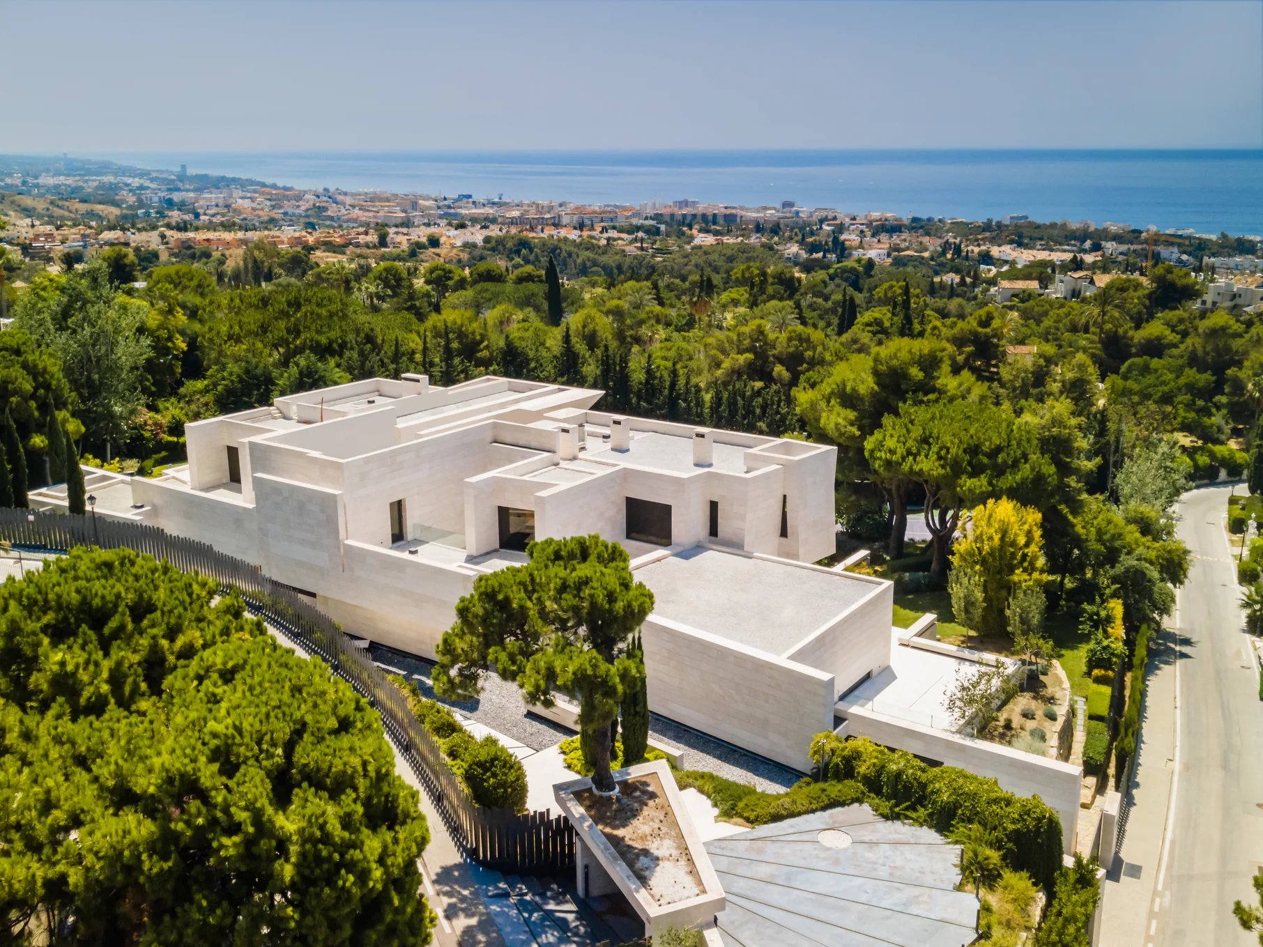 Aerial view of designer villa in Cascada de Camoján