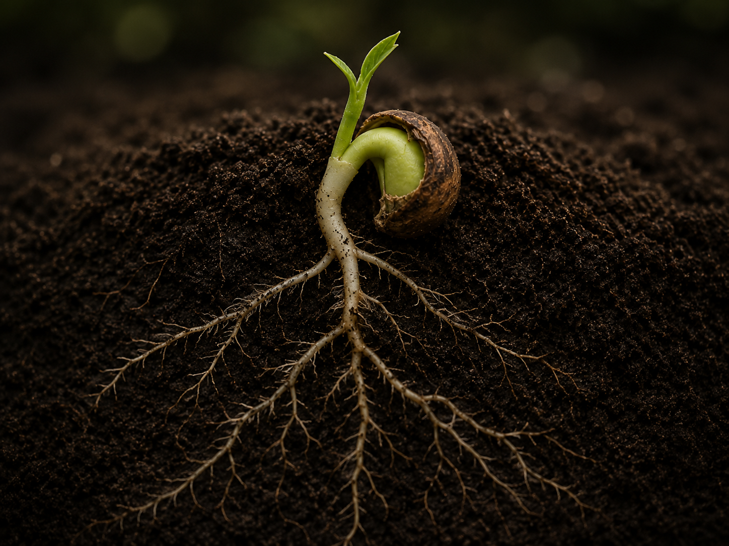Seedling developing strong roots and direction