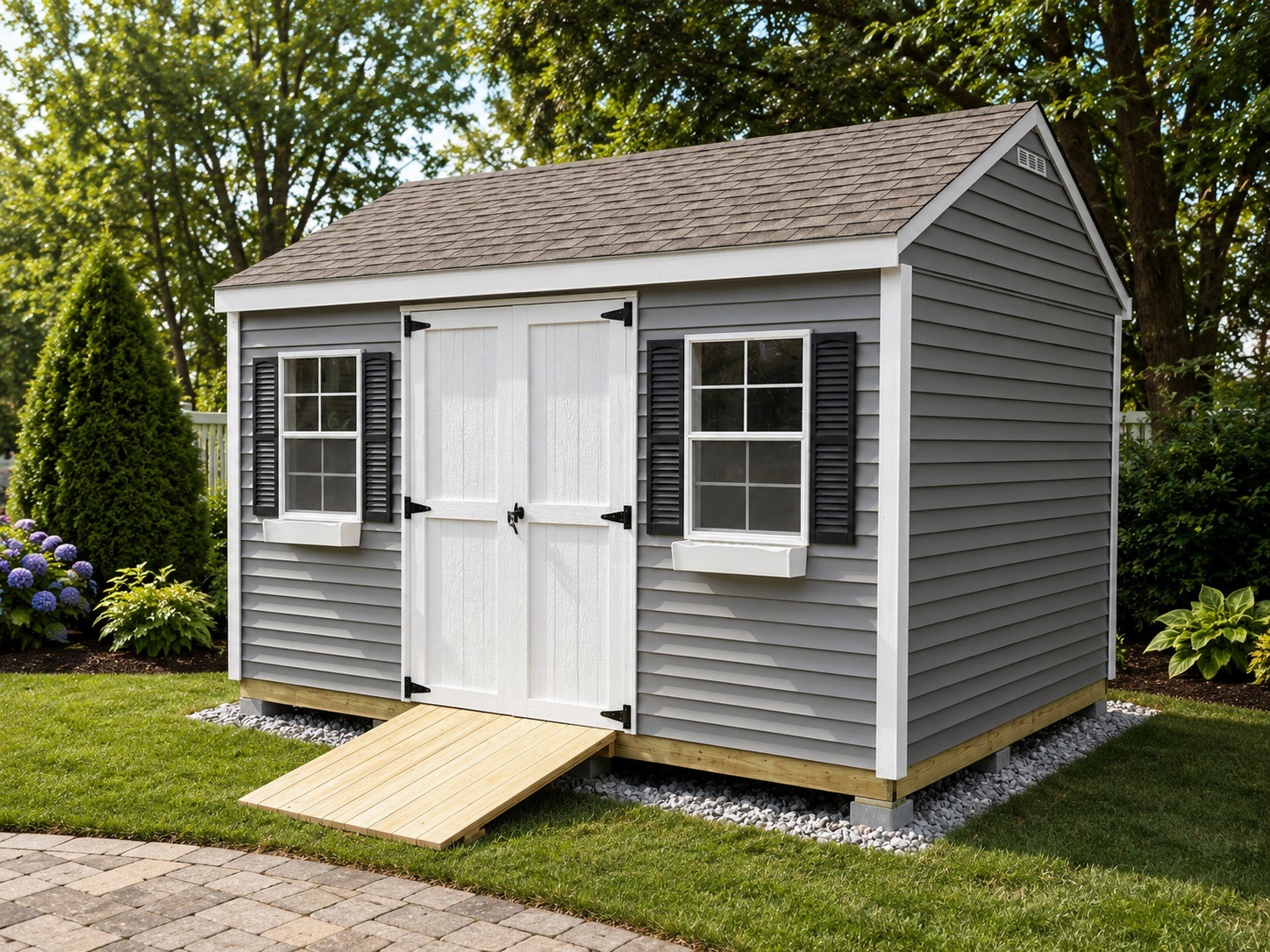 Standard pressure treated shed ramp built for easy entry and accessibility.
