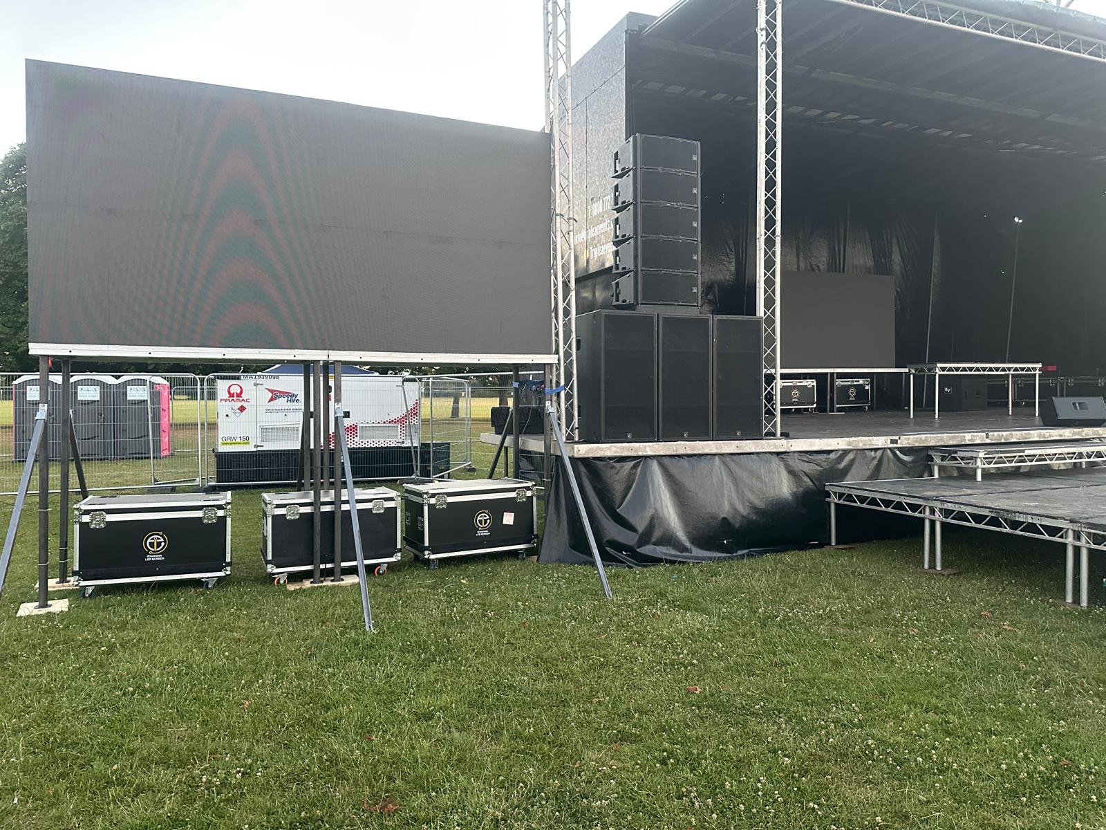 Professional P2.5 pixel pitch LED panels being assembled for a live event production.