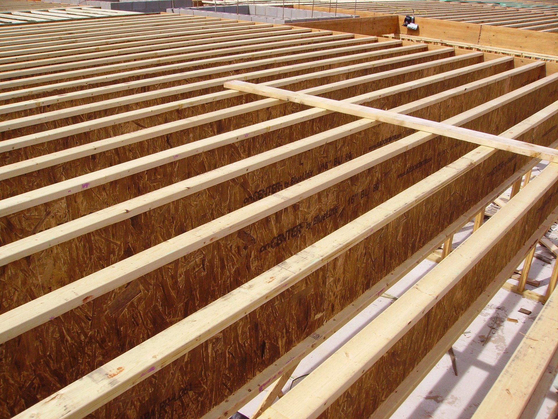 Framed home with floor joist layed out and installed
