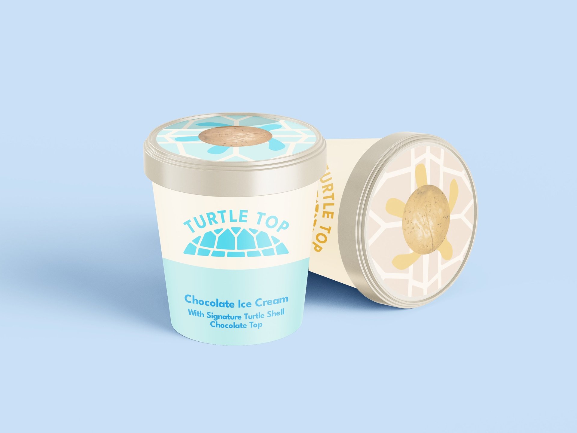 Ice cream tubs for the brand Turtle Top