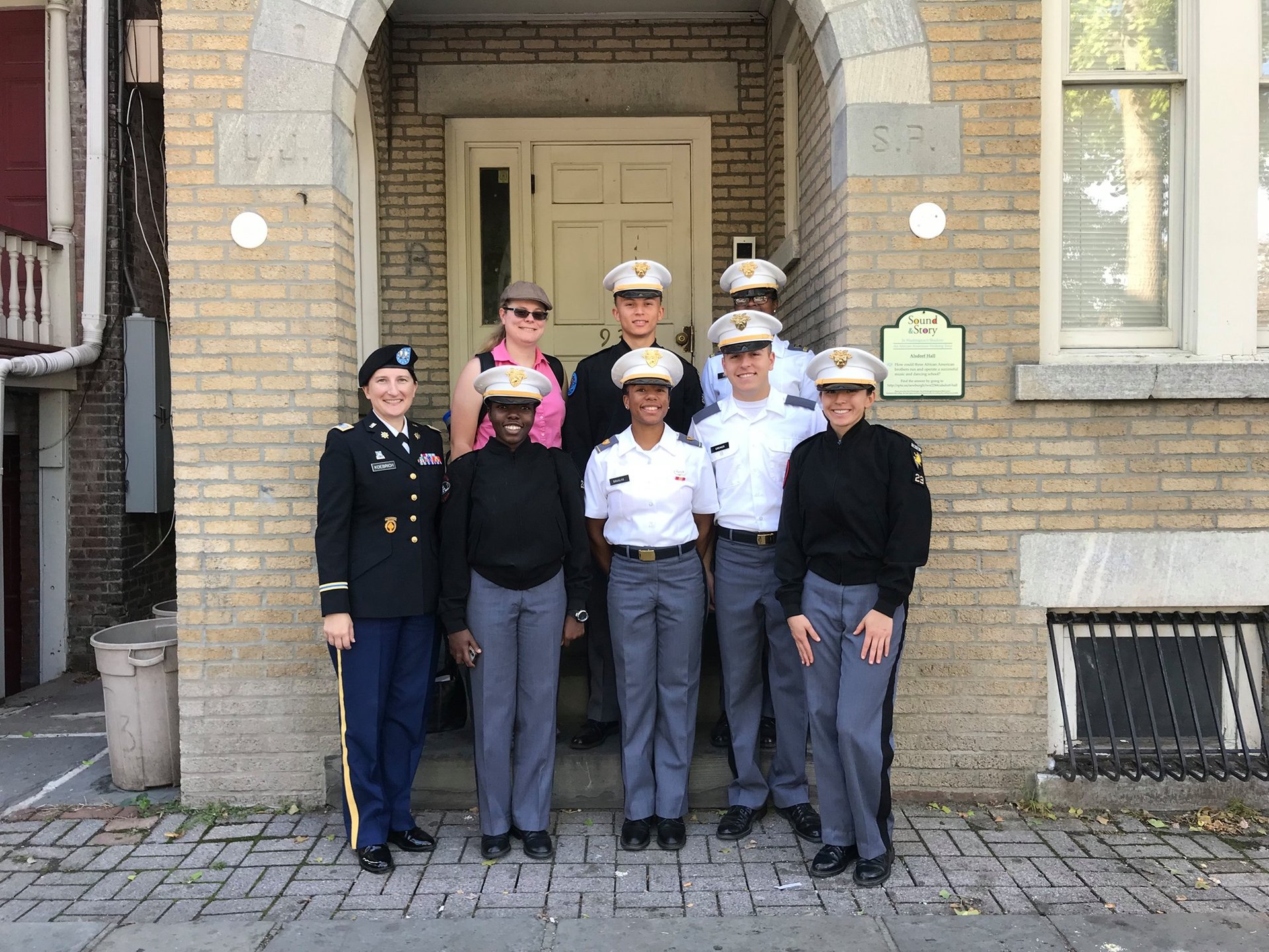 Dr. Hooton, back left, with students and instructor on Black history walking tour in Newburgh, NY.