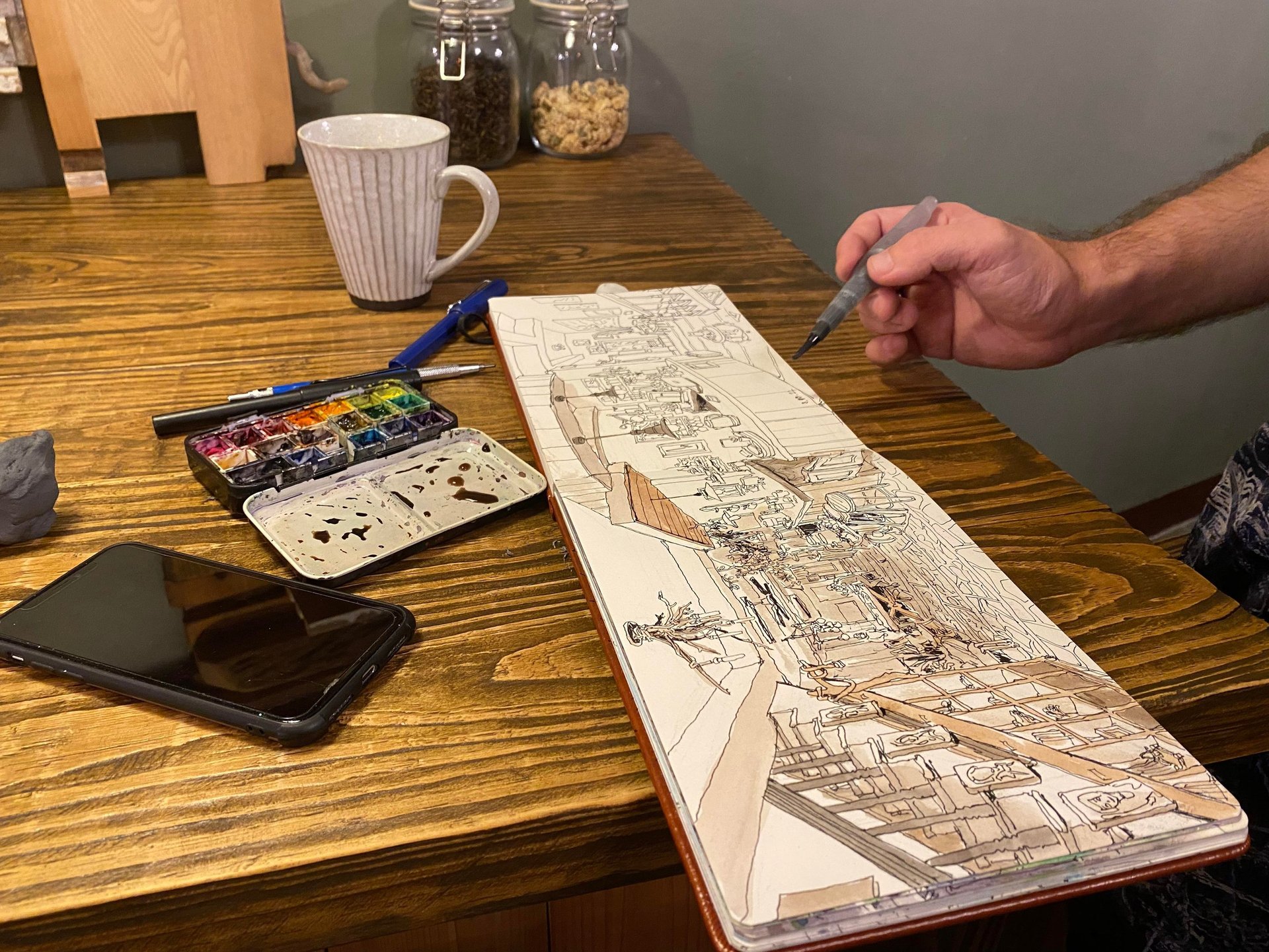 City sketchbook artist Evgeny Bondarenko