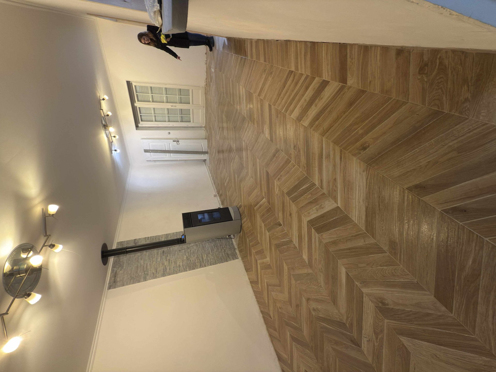 Pose chevron en carrelage par Carréno, carreleur à Béthune