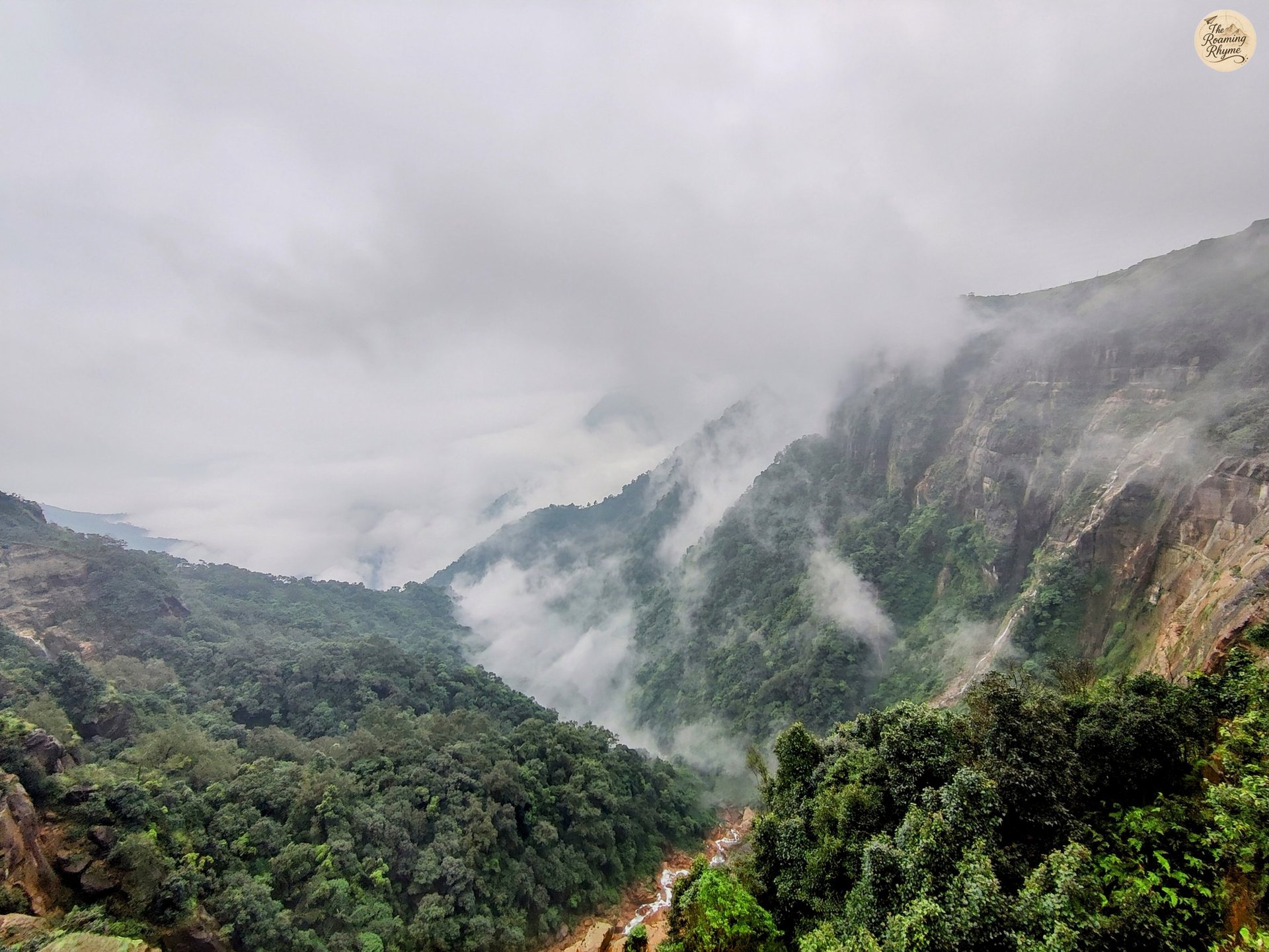 Wahkaba Falls Vanish into the Deep Valley Draped in Mist.