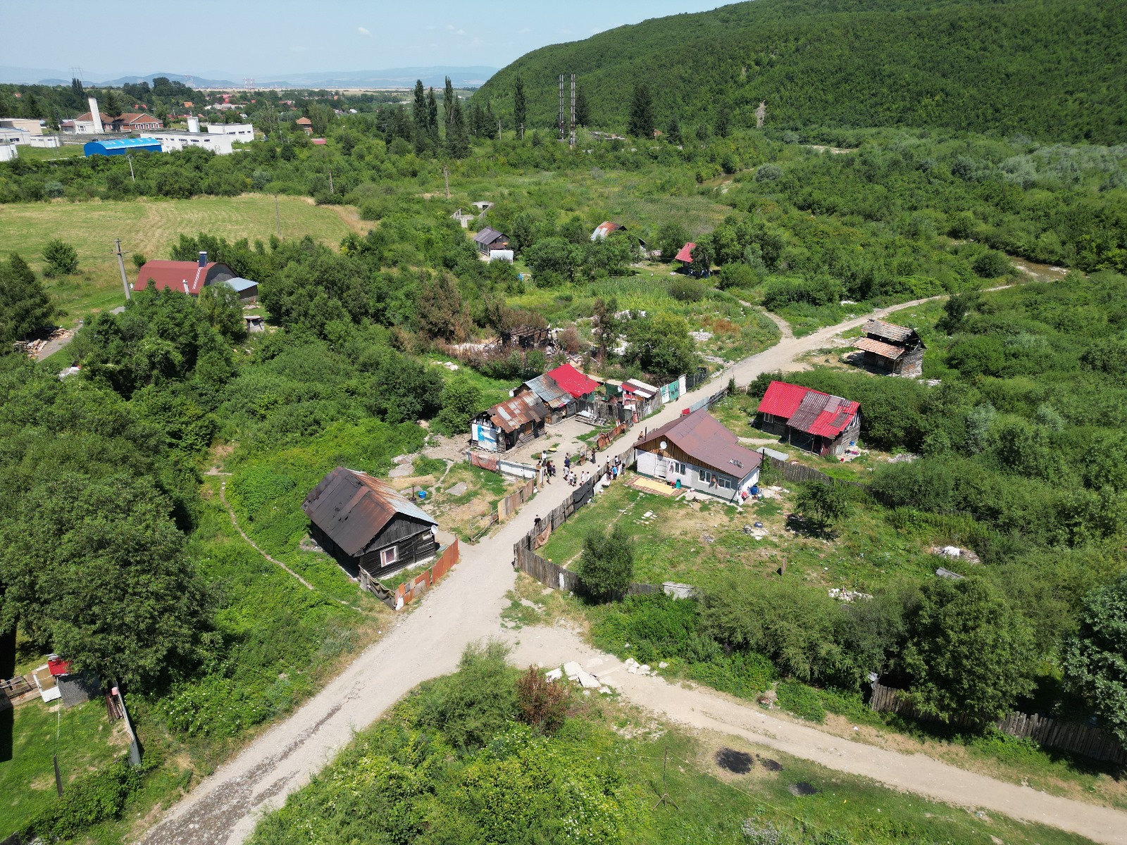 Dronefota av område i Garcini, juli 2024.