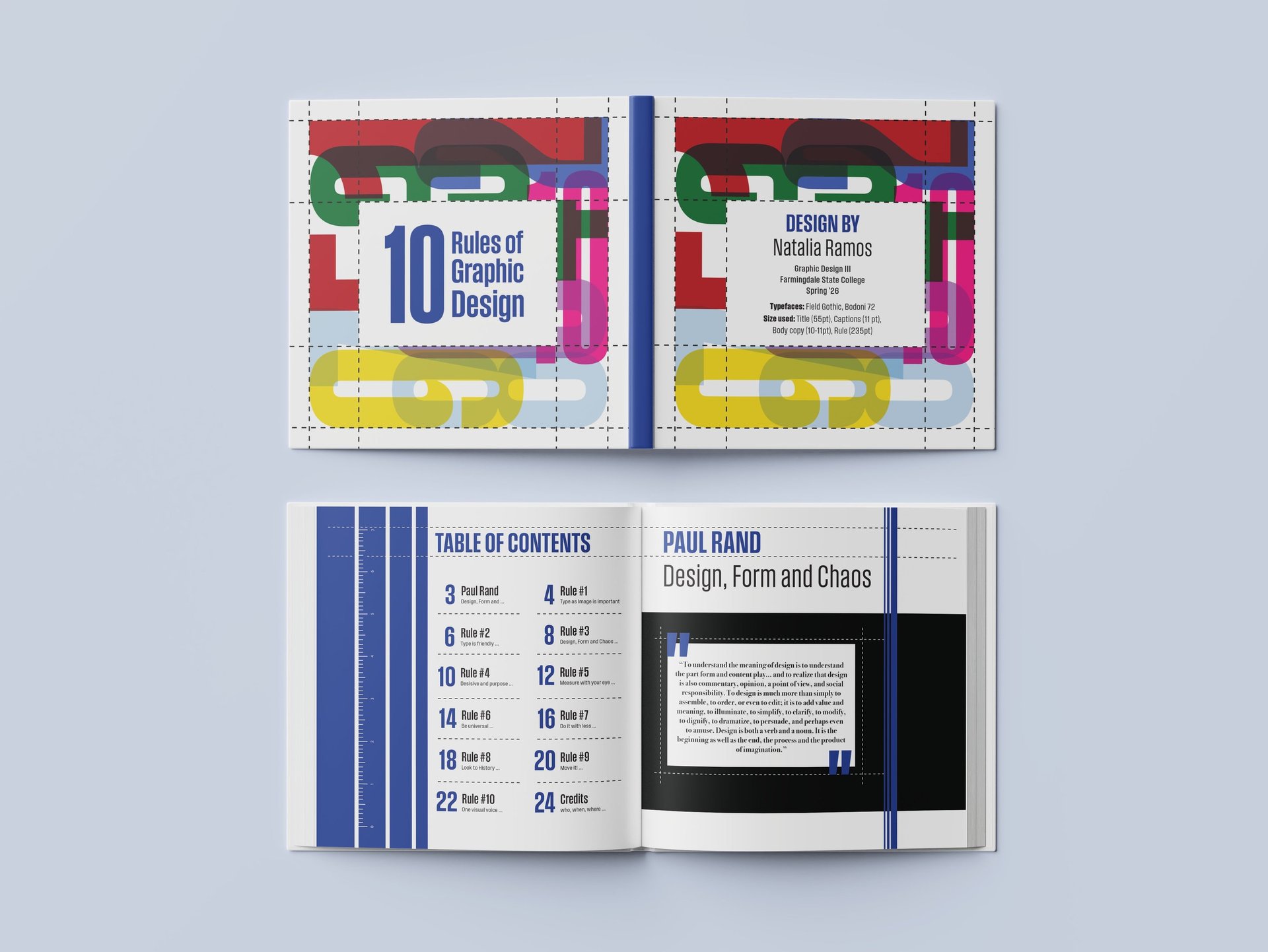 a mockup for 10 rules of graphic design book