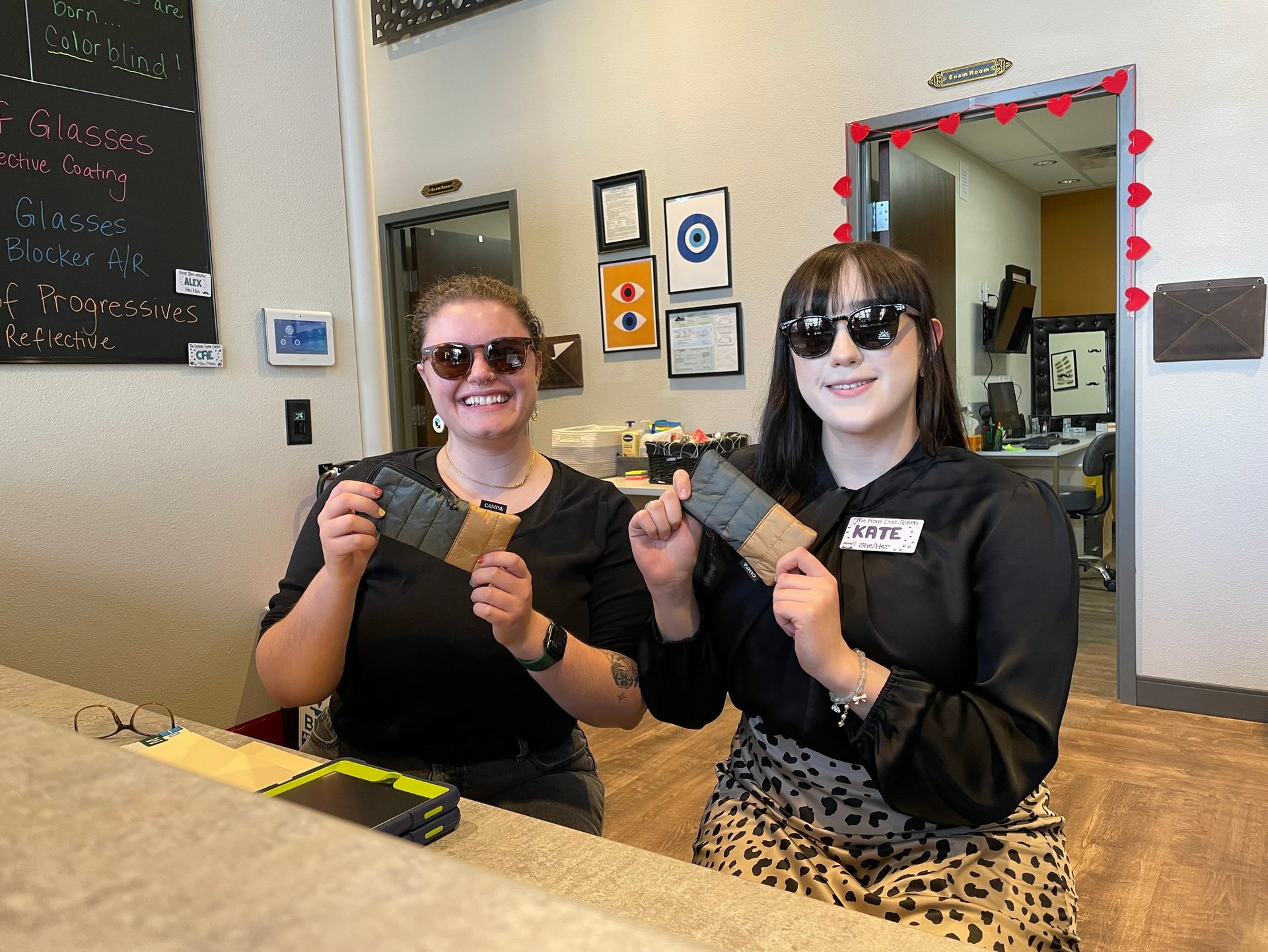 Edge Optics team members modeling fashion eyewear