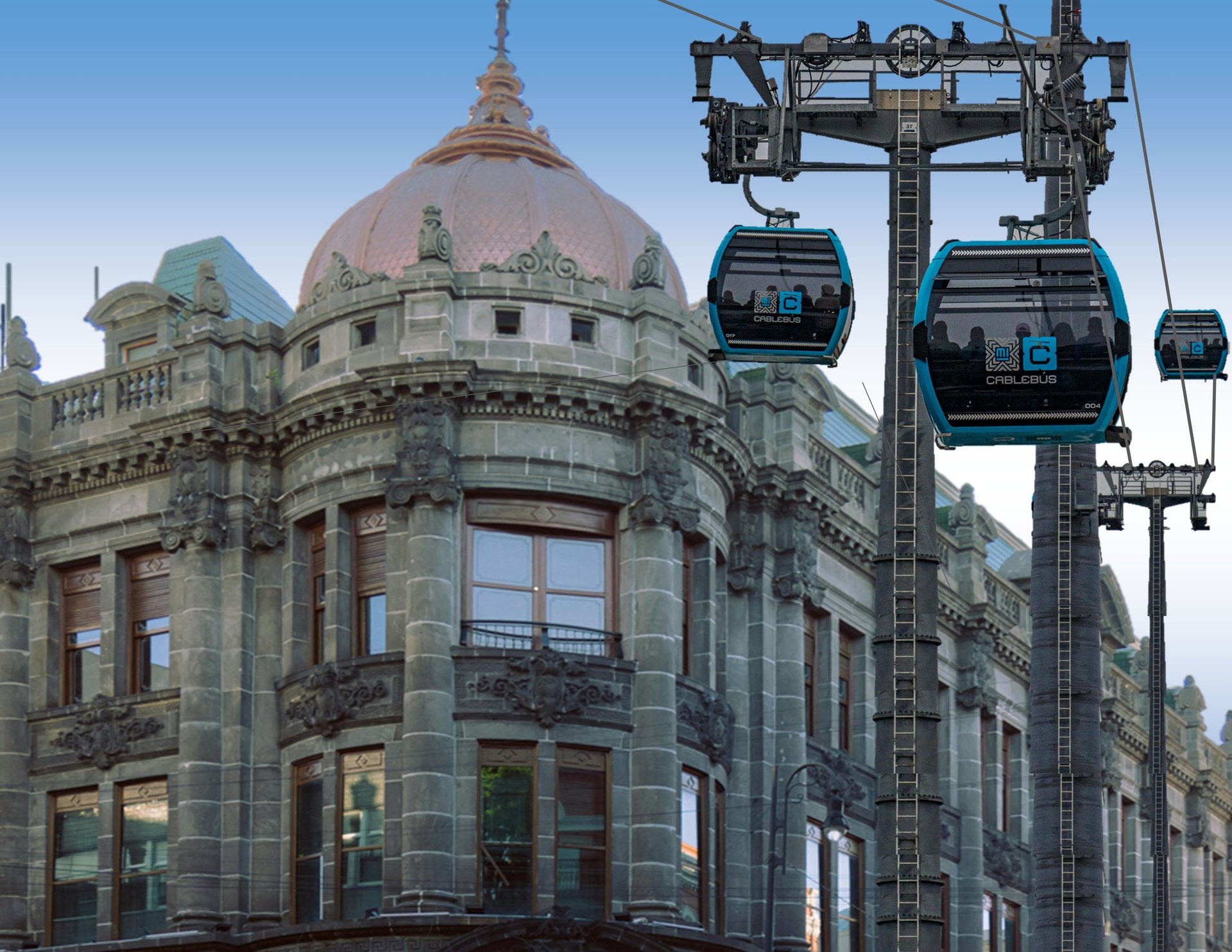 Imagen de como se veria un cable bus en la ciudad de puebla