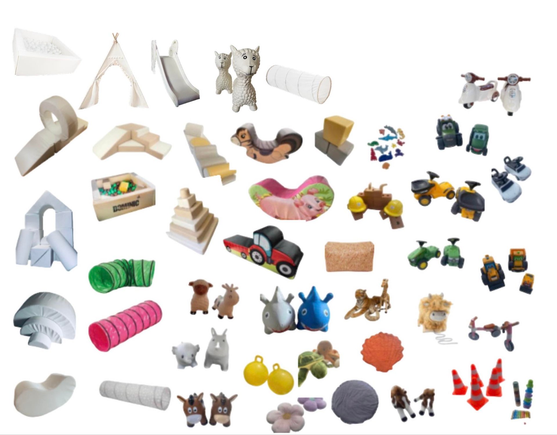 softplay hire extras for hire tunnels , slides , hoppers , teddys , farm theme softplay , safari