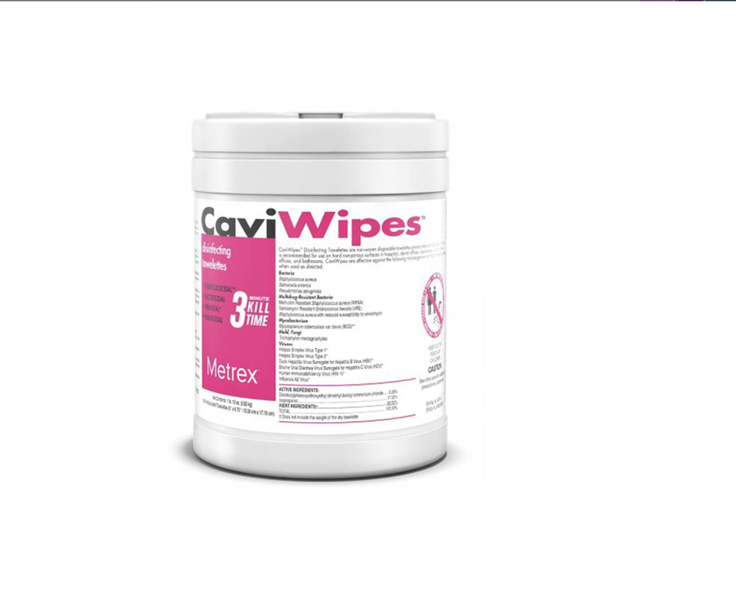 CaviWipes Disinfecting Towelettes Canister Wipes, 160 Count, White