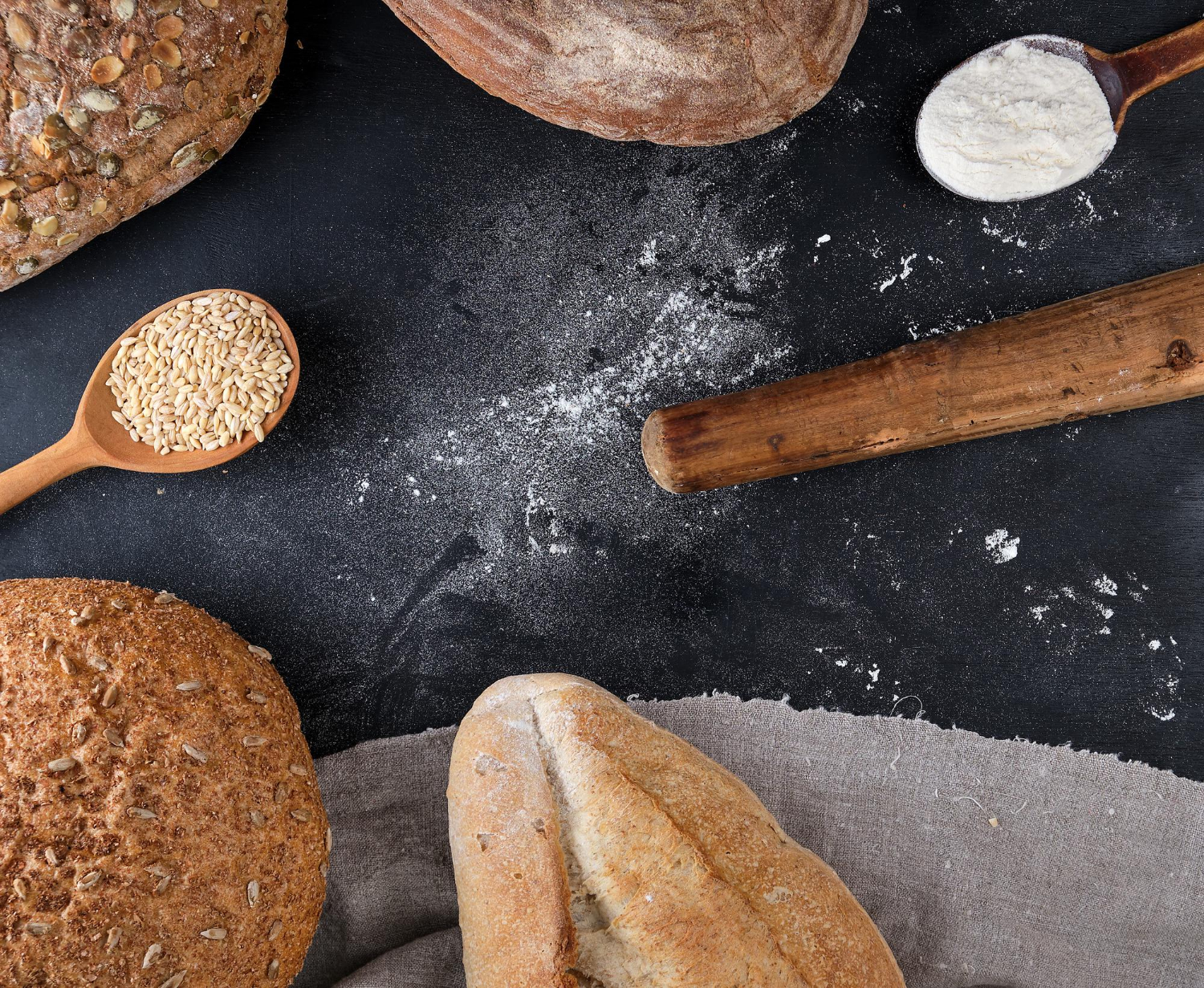 Flour, grains and bread composition