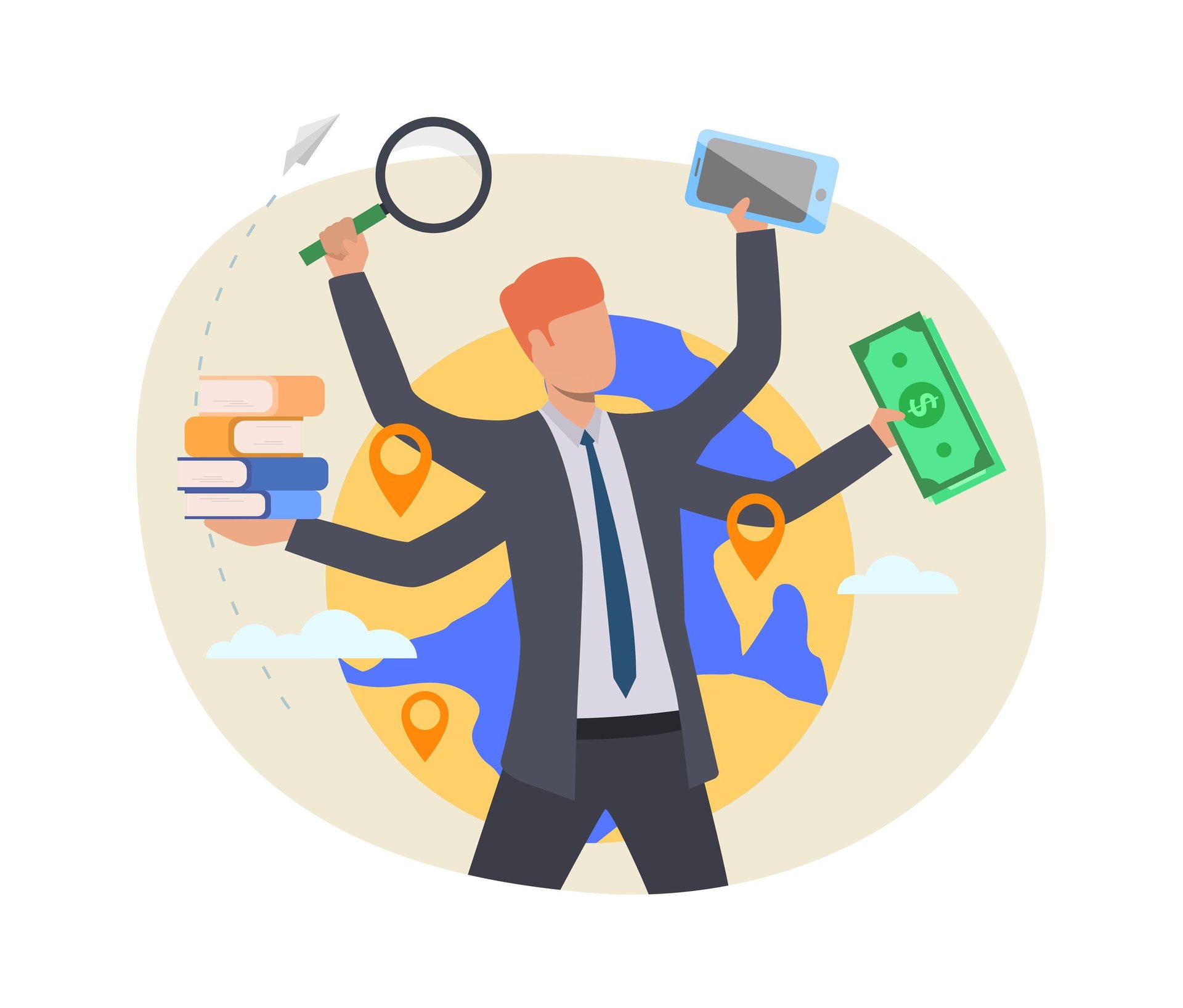 a man in a suit and tie is holding a magnifying magnifying