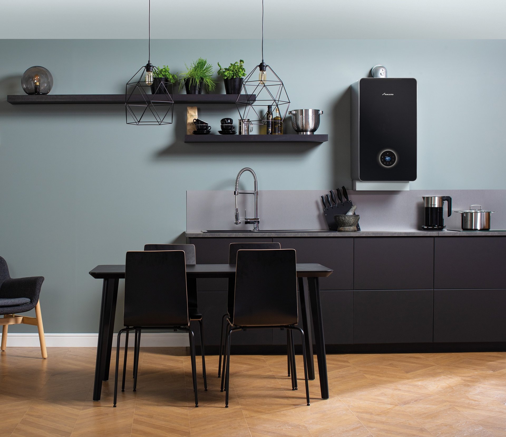 boiler installation in a kitchen