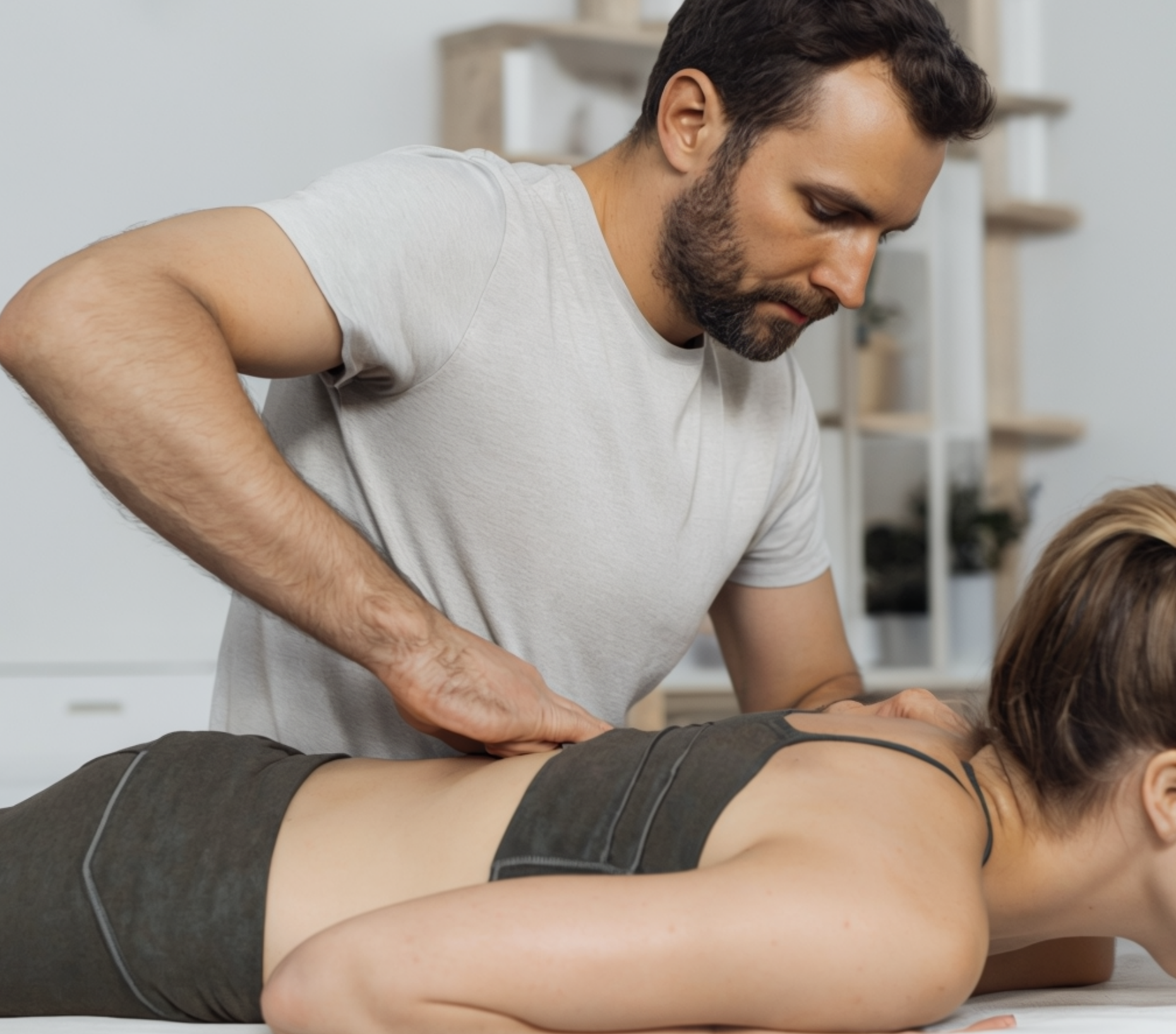 Physiotherapist at work on a woman using Meridian Muscle Reset (MMR) technique